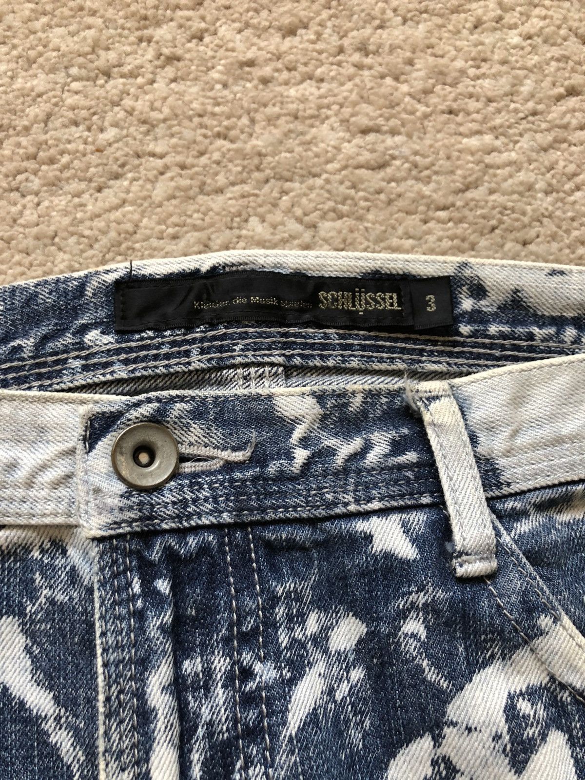 Japanese Brand 2000s Schlussel Japan Bleach Wash Jeans Size US 33 - 5 Thumbnail
