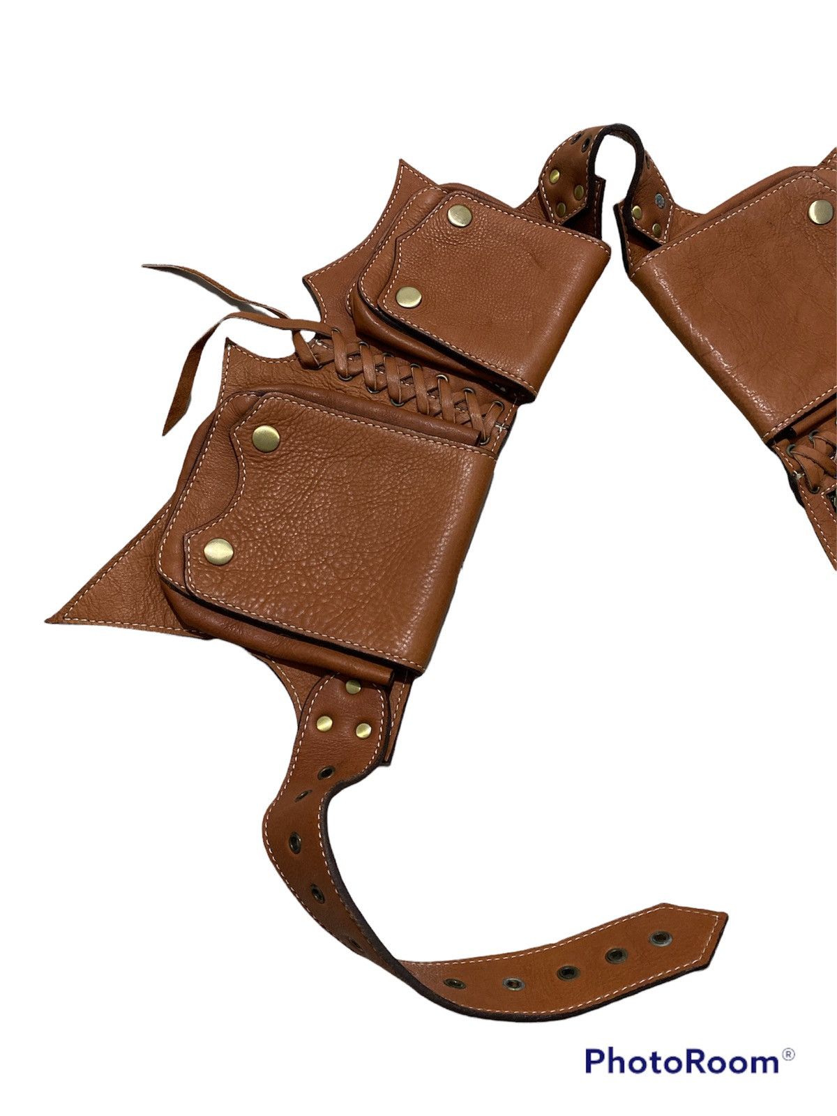 Cowboy Equipment Cowboys waist multipocket leather patina belt Size ONE SIZE - 4 Thumbnail