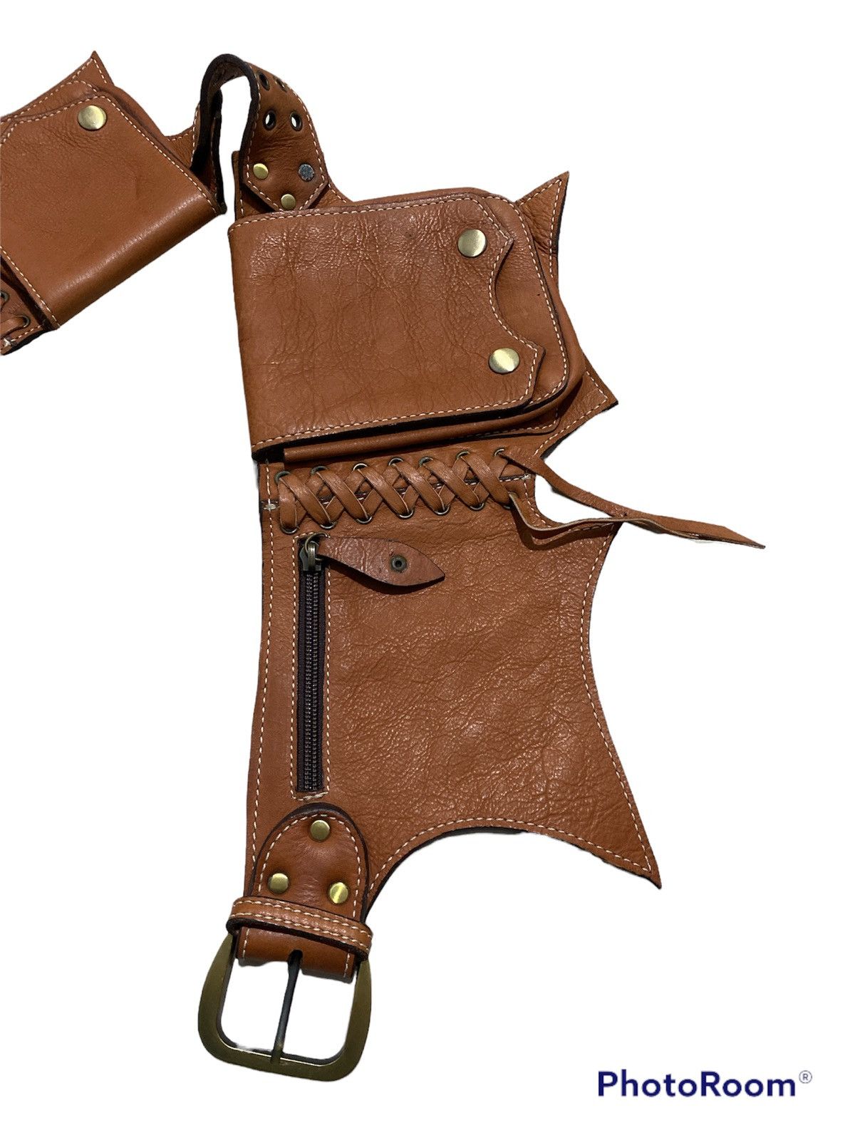 Cowboy Equipment Cowboys waist multipocket leather patina belt Size ONE SIZE - 2 Thumbnail