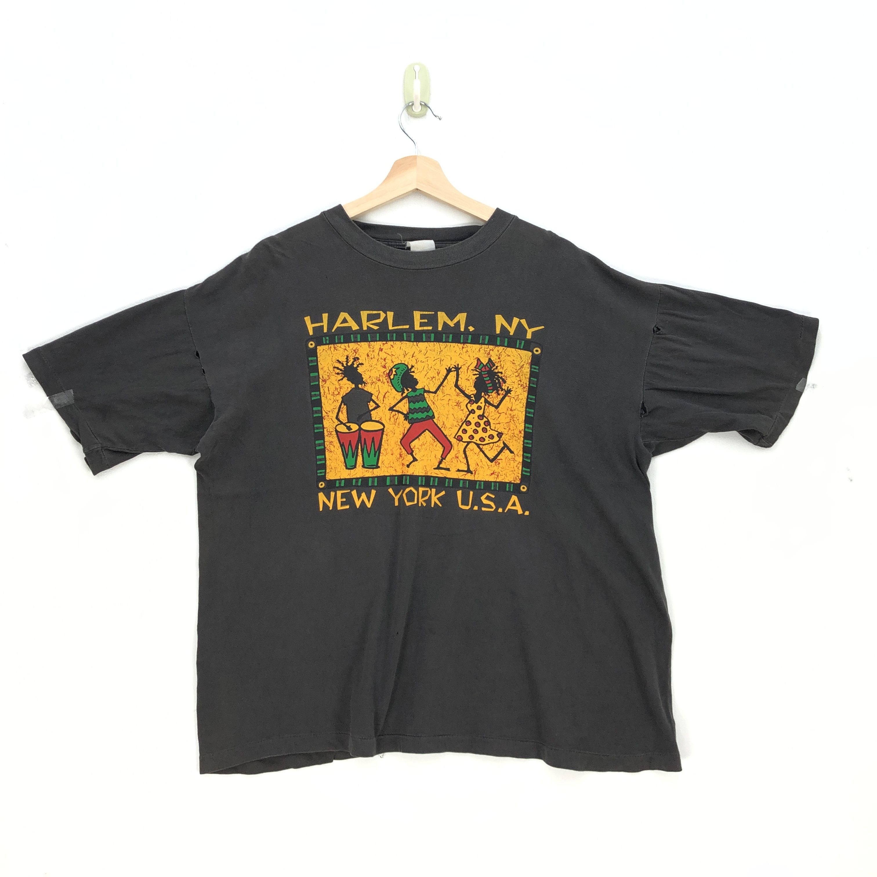 Vintage Distressed Harlem New York T Shirt Jamaican Dance Tees Size US XL / EU 56 / 4 - 1 Thumbnail