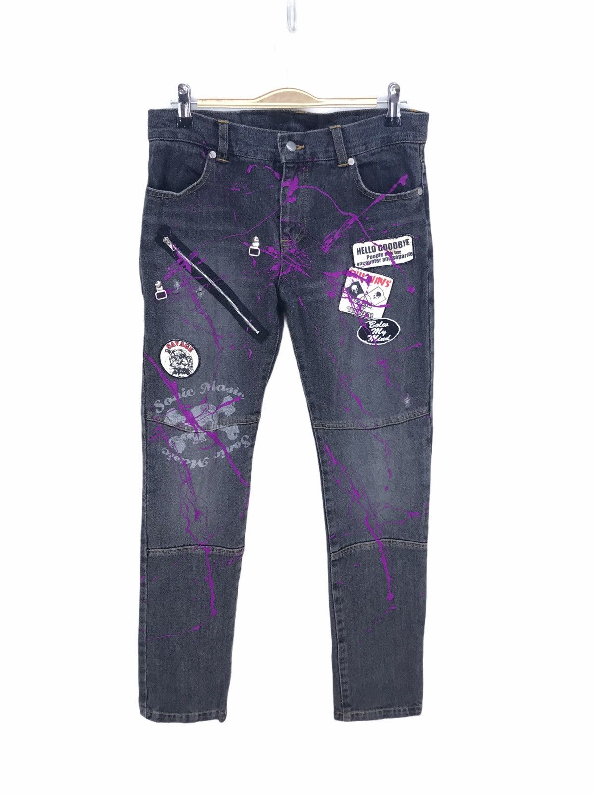 Vintage Y2k Sex Pot Revenge Patches Painted Denim Jeans