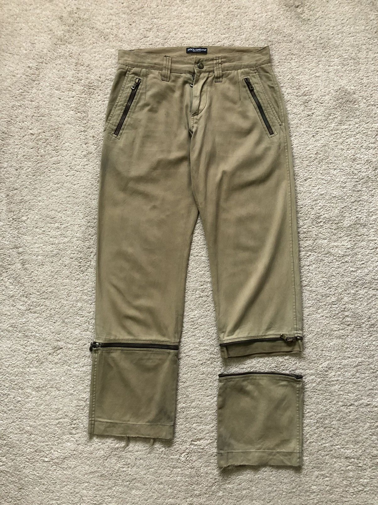 image of Dolce Gabbana Aw2003-2004 Dolce & Gabbana Zipper Extended Leg Pant in Brown, Men's (Size 31)