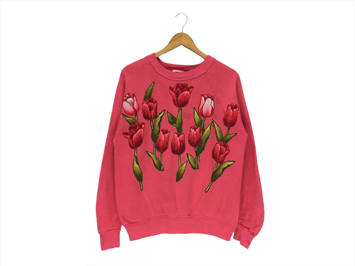 Vintage Vintage Flower Floral Big Logo Art Sweatshirt Size US M / EU 48-50 / 2 - 1 Thumbnail