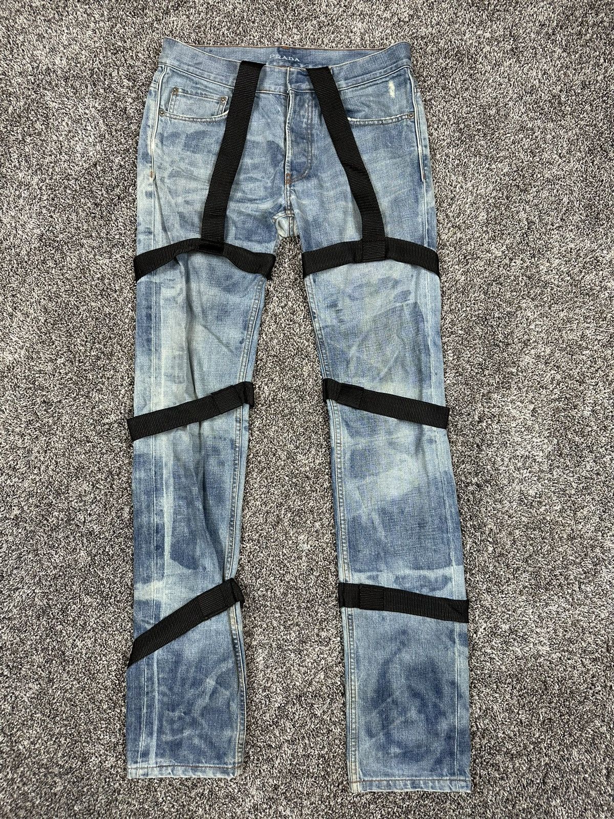 Pre-owned Prada Bondage Denim Jeans In Blue