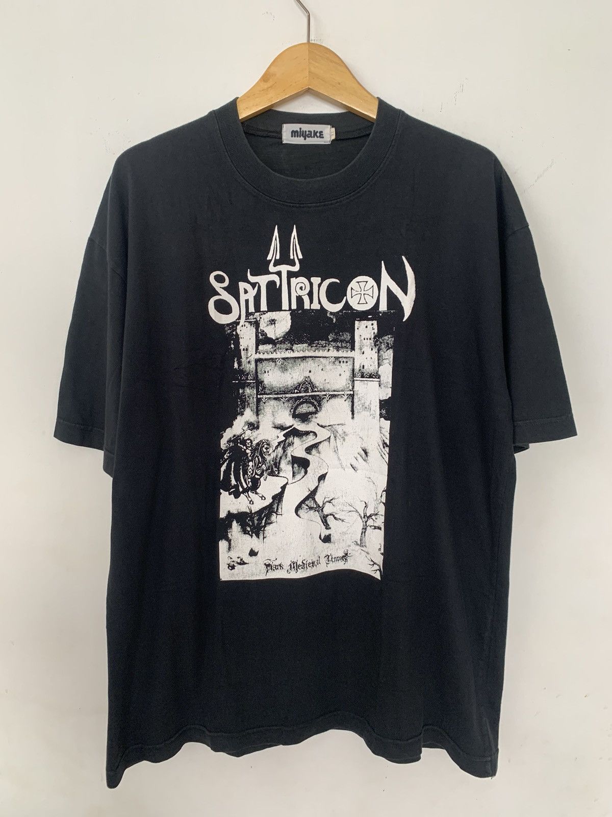 image of Band Tees x Issey Miyake Vintage 90's Satyricon Dark Medieval Times Album 1993 T-Shirt in Black (Si