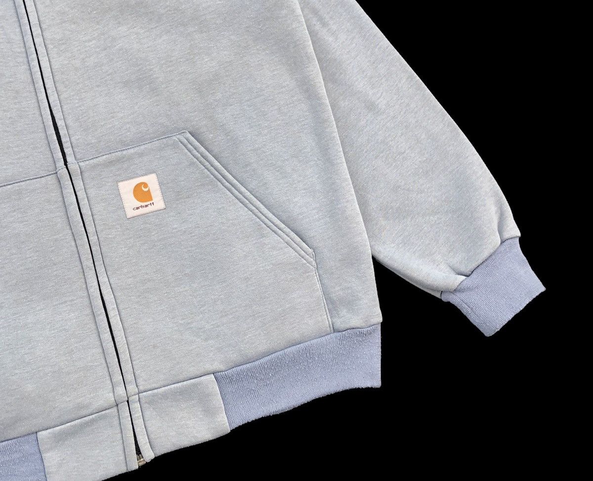 Carhartt × Vintage Vintage 90s Carhartt Full Zipper Sweatshirt Baby Blue Size US L / EU 52-54 / 3 - 7 Thumbnail