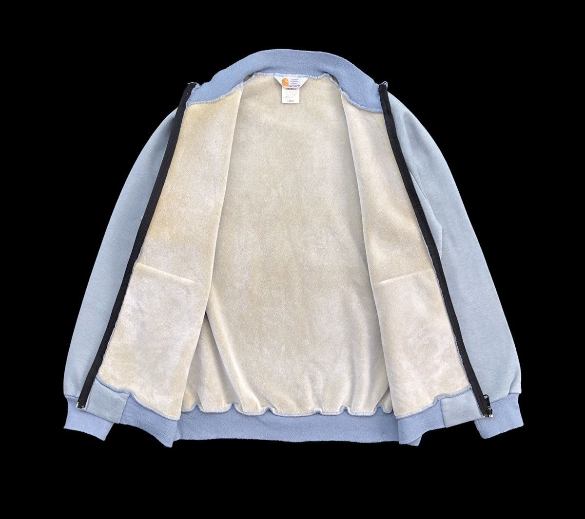 Carhartt × Vintage Vintage 90s Carhartt Full Zipper Sweatshirt Baby Blue Size US L / EU 52-54 / 3 - 10 Thumbnail