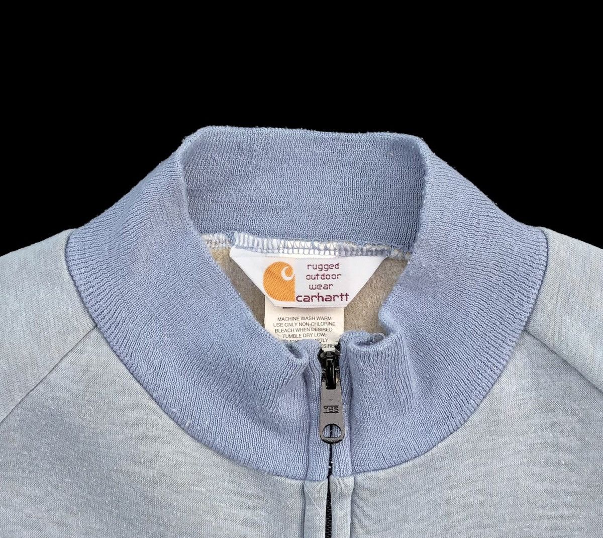 Carhartt × Vintage Vintage 90s Carhartt Full Zipper Sweatshirt Baby Blue Size US L / EU 52-54 / 3 - 9 Thumbnail