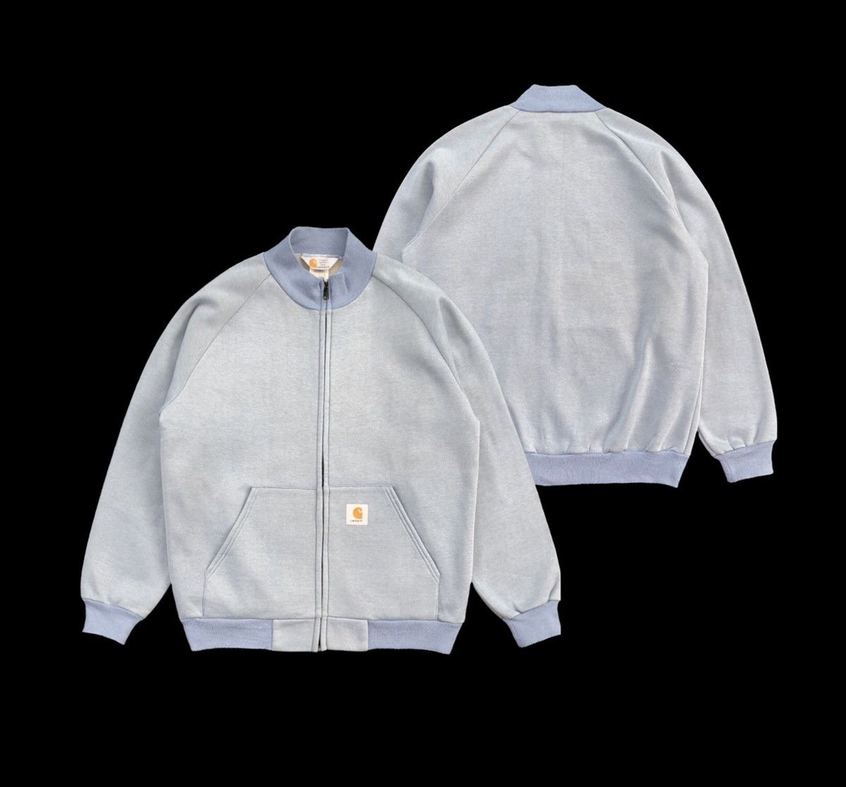 Carhartt × Vintage Vintage 90s Carhartt Full Zipper Sweatshirt Baby Blue Size US L / EU 52-54 / 3 - 2 Thumbnail