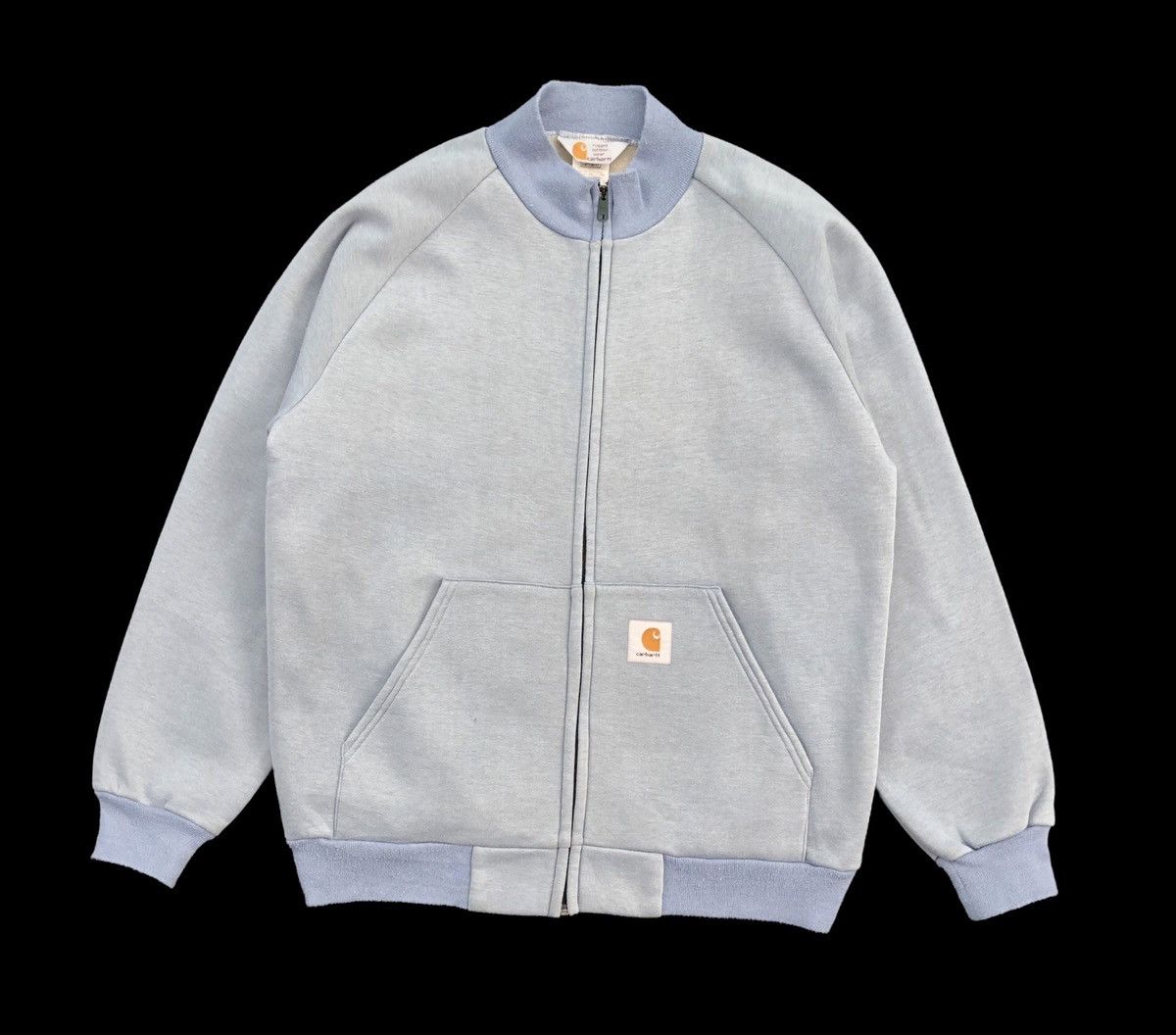 Carhartt × Vintage Vintage 90s Carhartt Full Zipper Sweatshirt Baby Blue Size US L / EU 52-54 / 3 - 3 Thumbnail