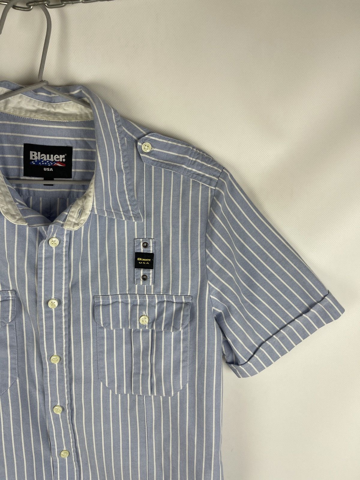 Other Blauer USA Miami dept. Highway patrol big logo striped shirt Size US L / EU 52-54 / 3 - 4 Thumbnail