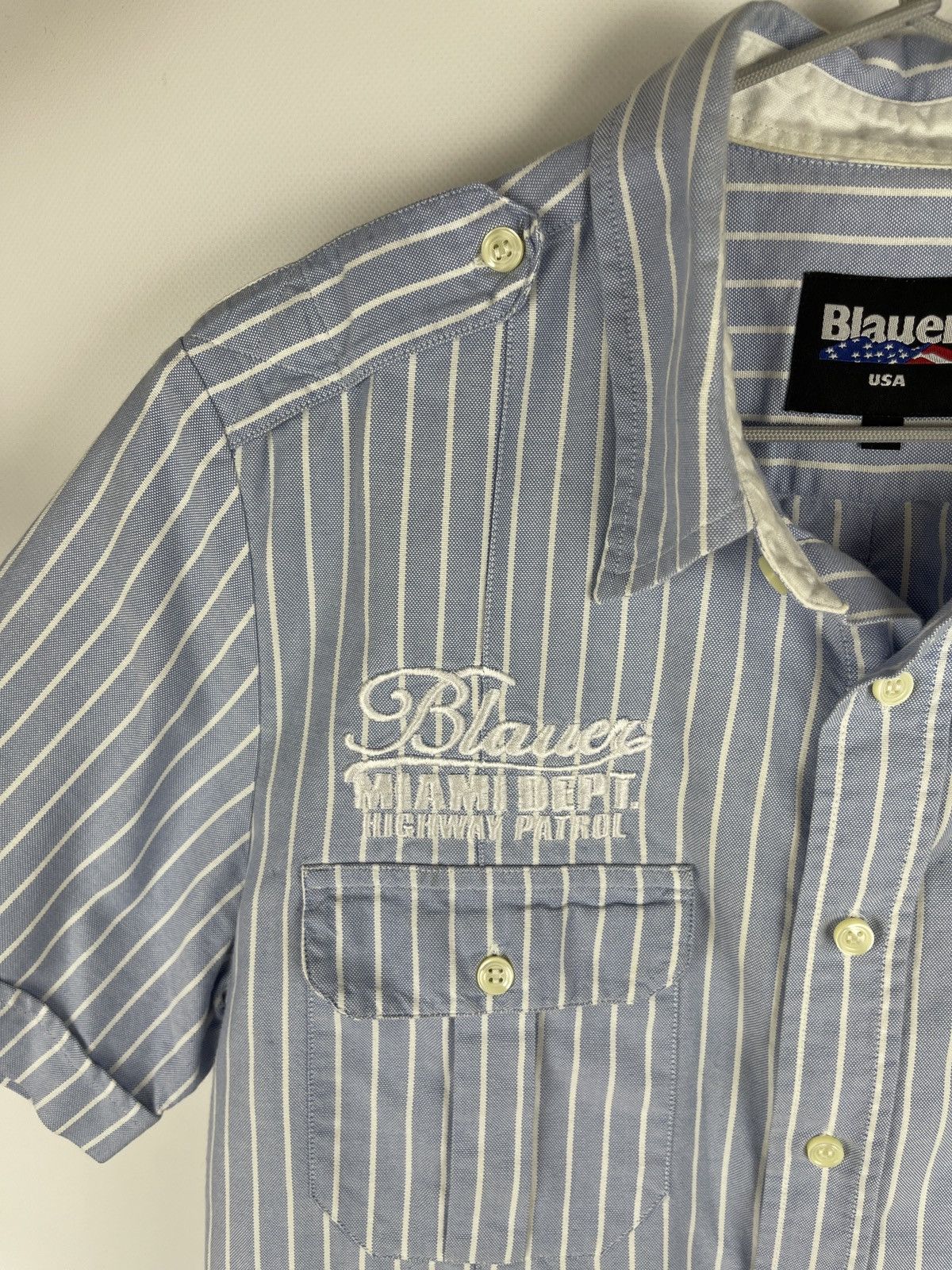 Other Blauer USA Miami dept. Highway patrol big logo striped shirt Size US L / EU 52-54 / 3 - 7 Thumbnail