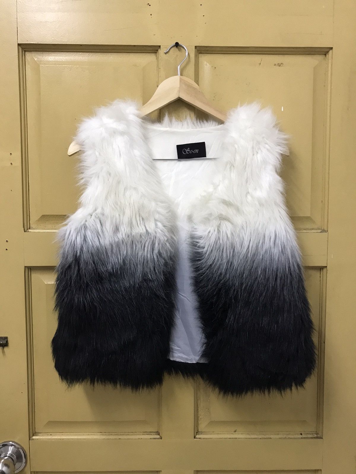 image of Mink Fur Coat x Seditionaries Niceso-En Faux Fur/ Mohair Vest in Black/White, Women's (Size Small)