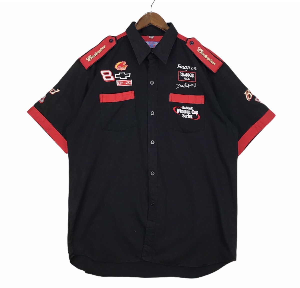 image of Budweiser x Nascar Vintage Dale Earnhardt Jr Nascar Winston Cup Shirt in Black, Men's (Size 2XL)