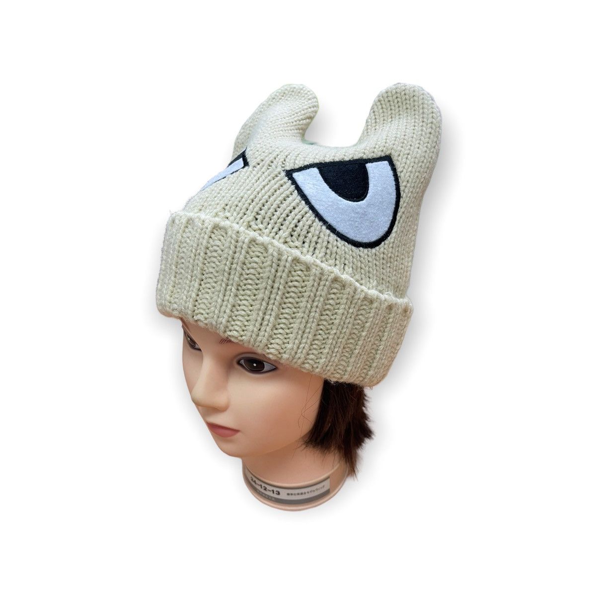 image of Hats Japanese Devil Horn Beanie Hat in Cream, Men's