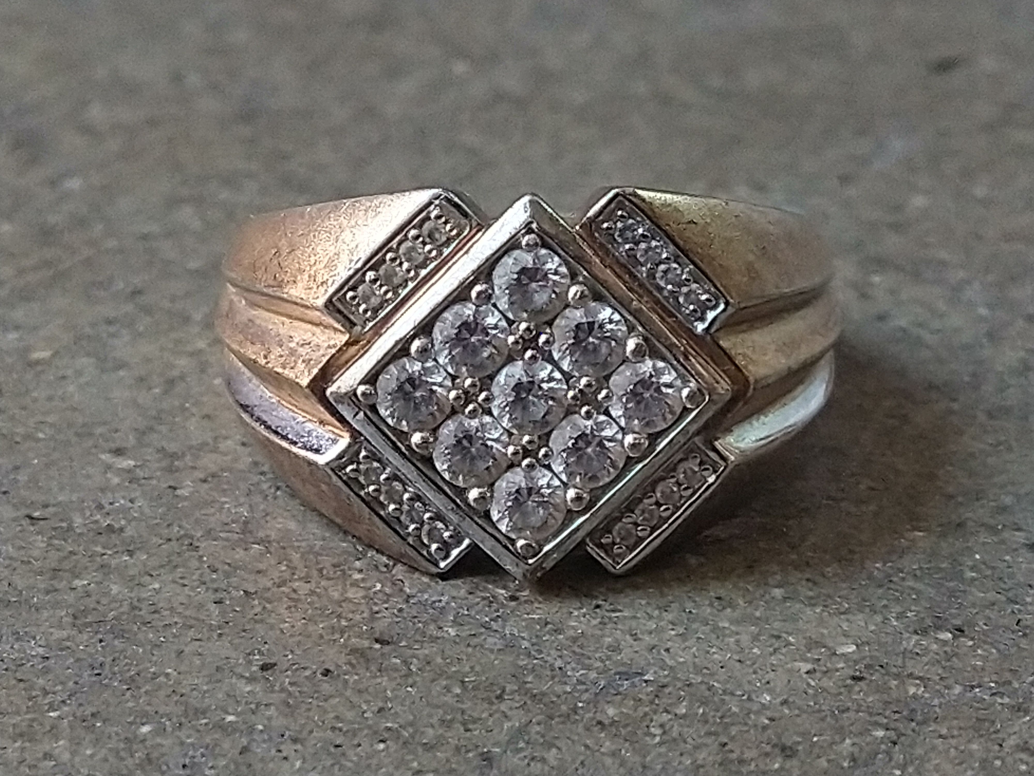 Jewelry Vintage Sterling Silver Ring Gold Plated 11.75 Rhinestone Size ONE SIZE - 3 Thumbnail