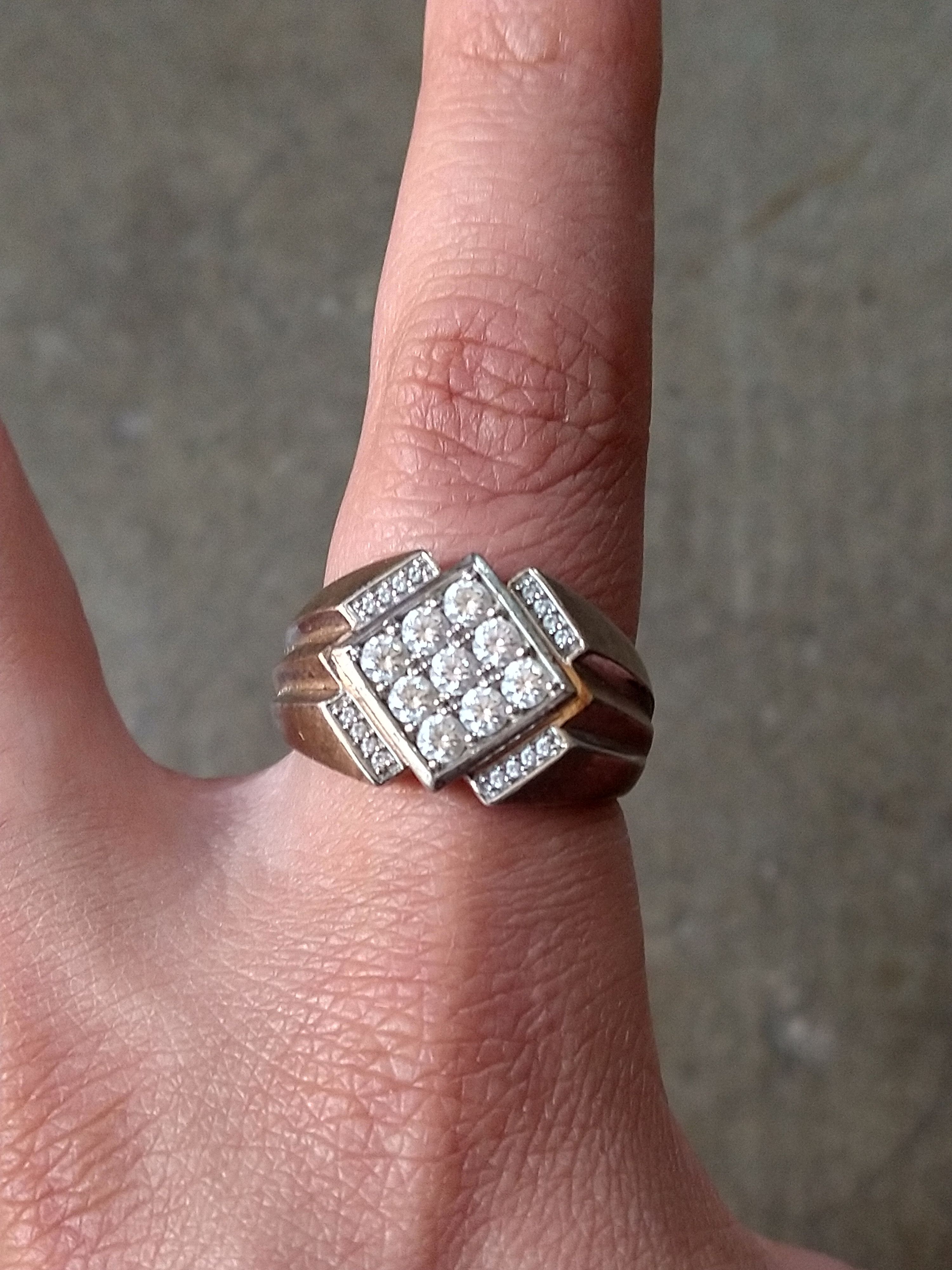 Jewelry Vintage Sterling Silver Ring Gold Plated 11.75 Rhinestone Size ONE SIZE - 11 Thumbnail
