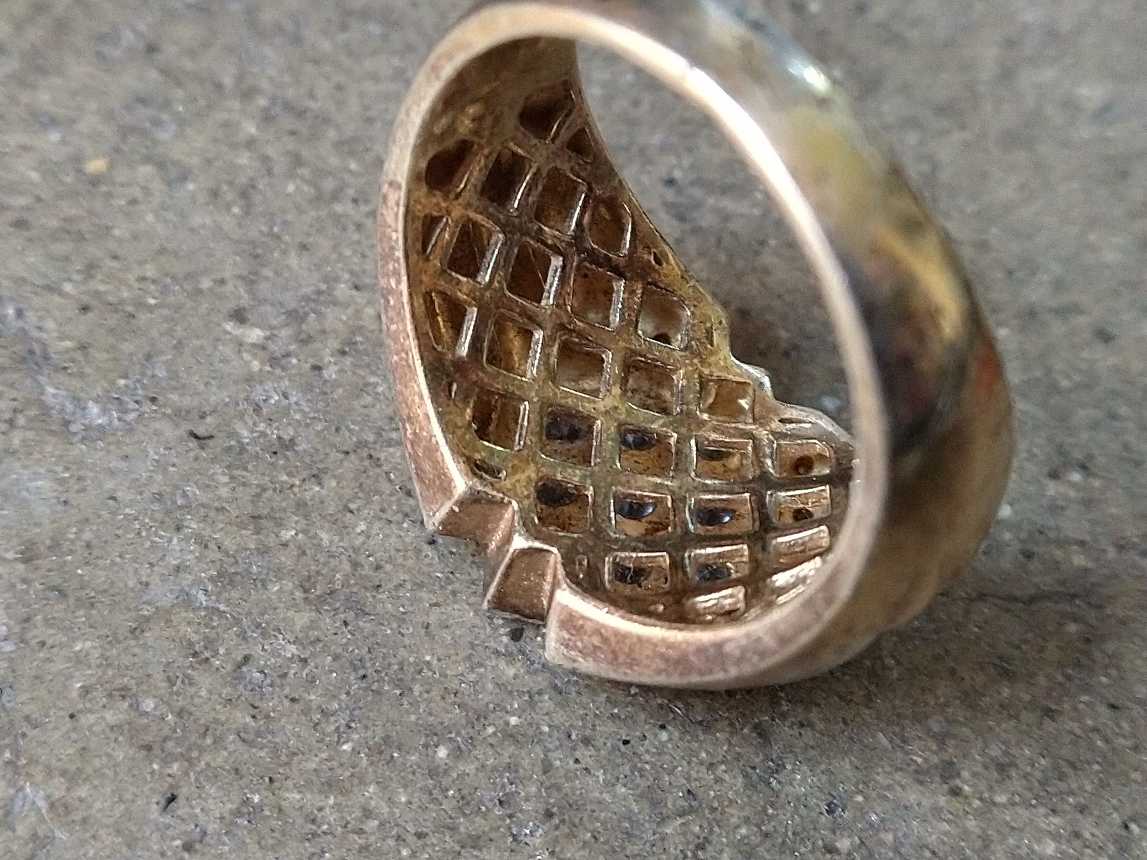 Jewelry Vintage Sterling Silver Ring Gold Plated 11.75 Rhinestone Size ONE SIZE - 8 Thumbnail