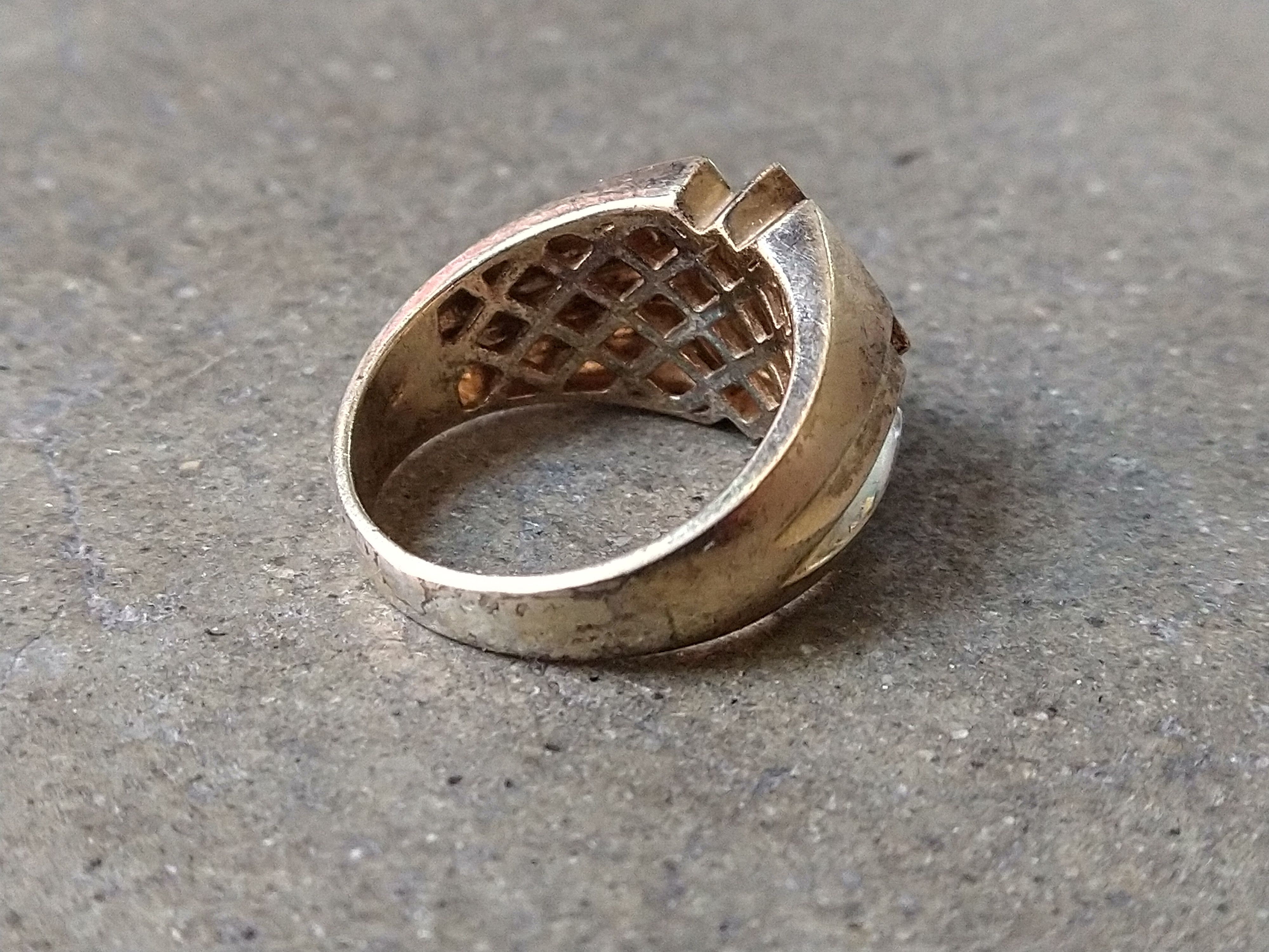 Jewelry Vintage Sterling Silver Ring Gold Plated 11.75 Rhinestone Size ONE SIZE - 4 Thumbnail