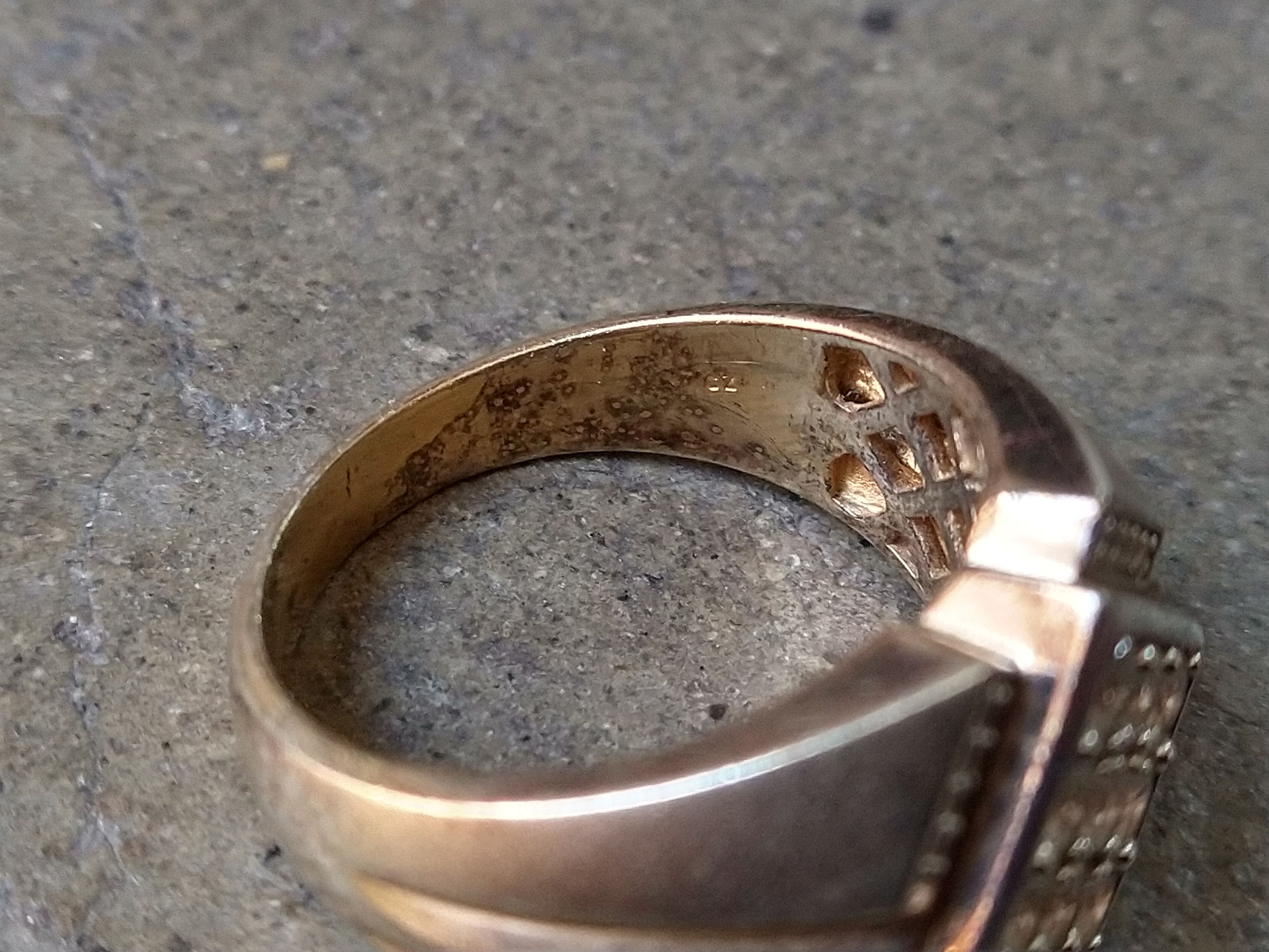 Jewelry Vintage Sterling Silver Ring Gold Plated 11.75 Rhinestone Size ONE SIZE - 5 Thumbnail