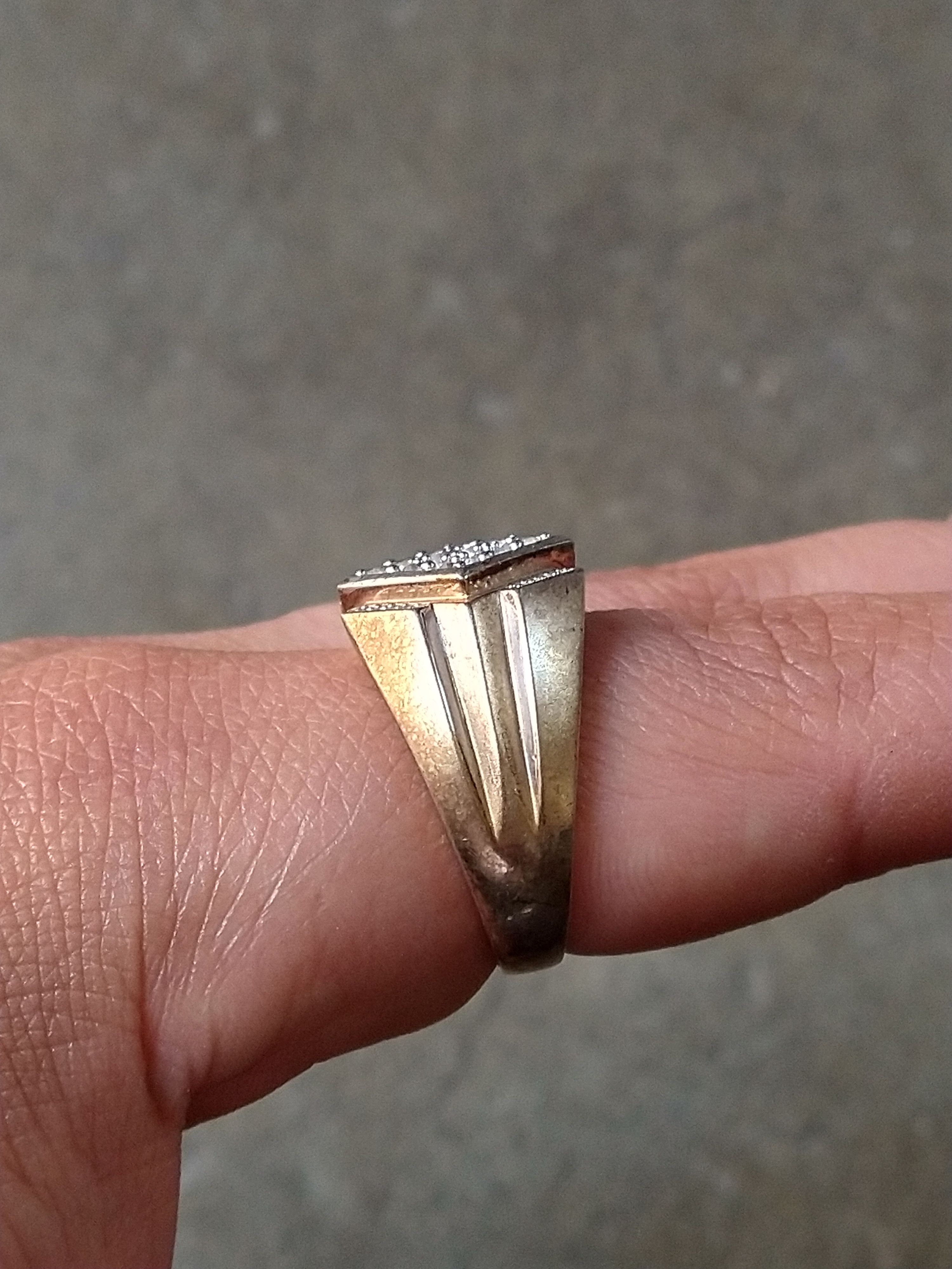 Jewelry Vintage Sterling Silver Ring Gold Plated 11.75 Rhinestone Size ONE SIZE - 12 Thumbnail