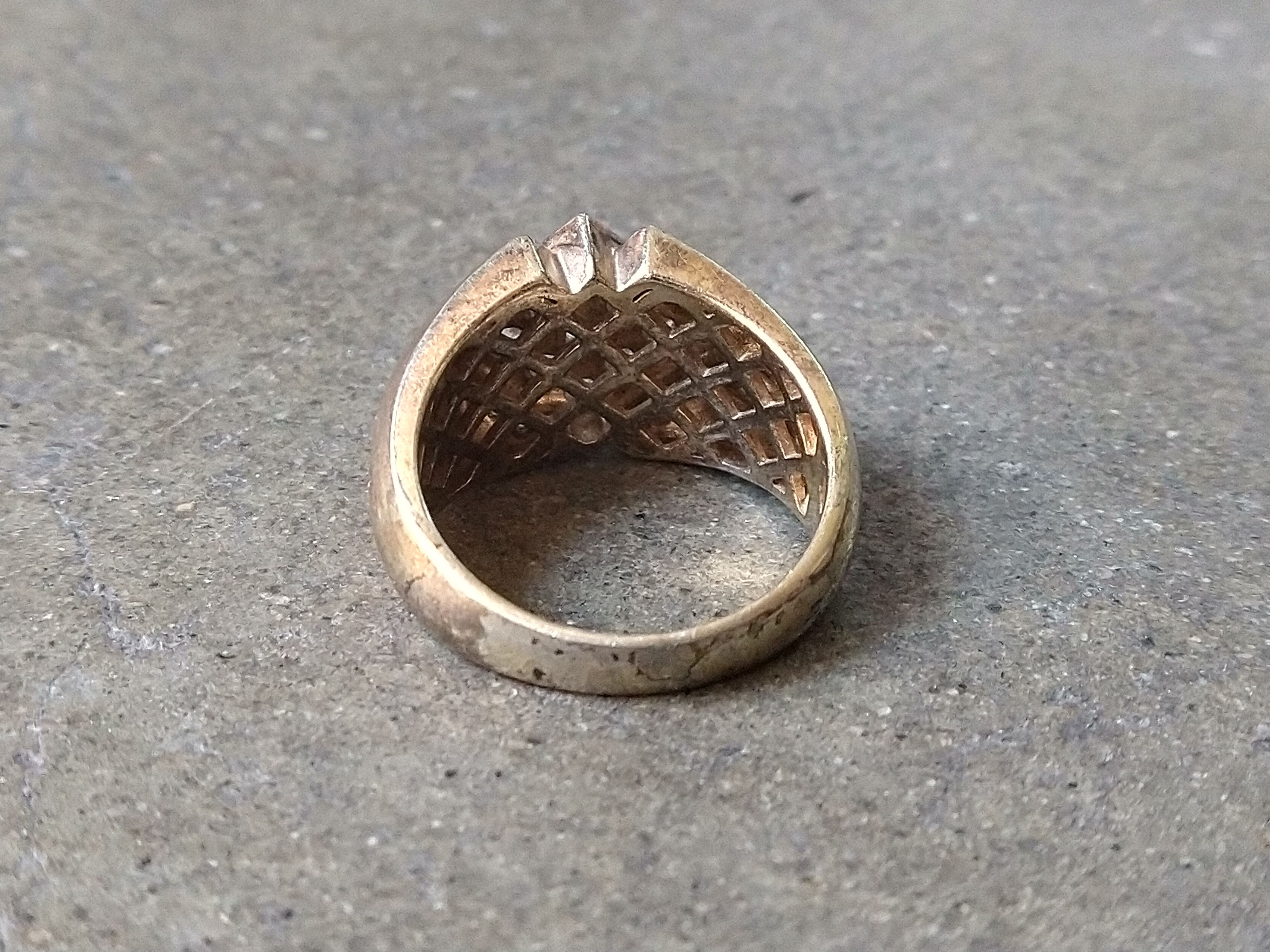Jewelry Vintage Sterling Silver Ring Gold Plated 11.75 Rhinestone Size ONE SIZE - 9 Thumbnail