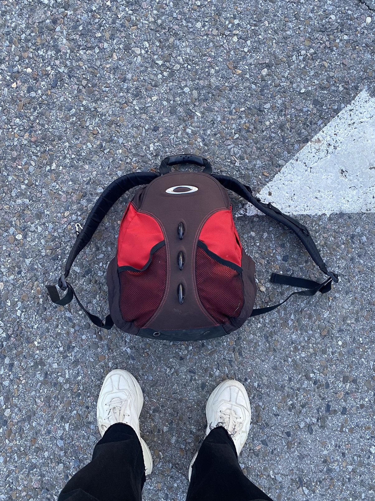 Vintage Oakley red vintage backpack multi pocket | Grailed