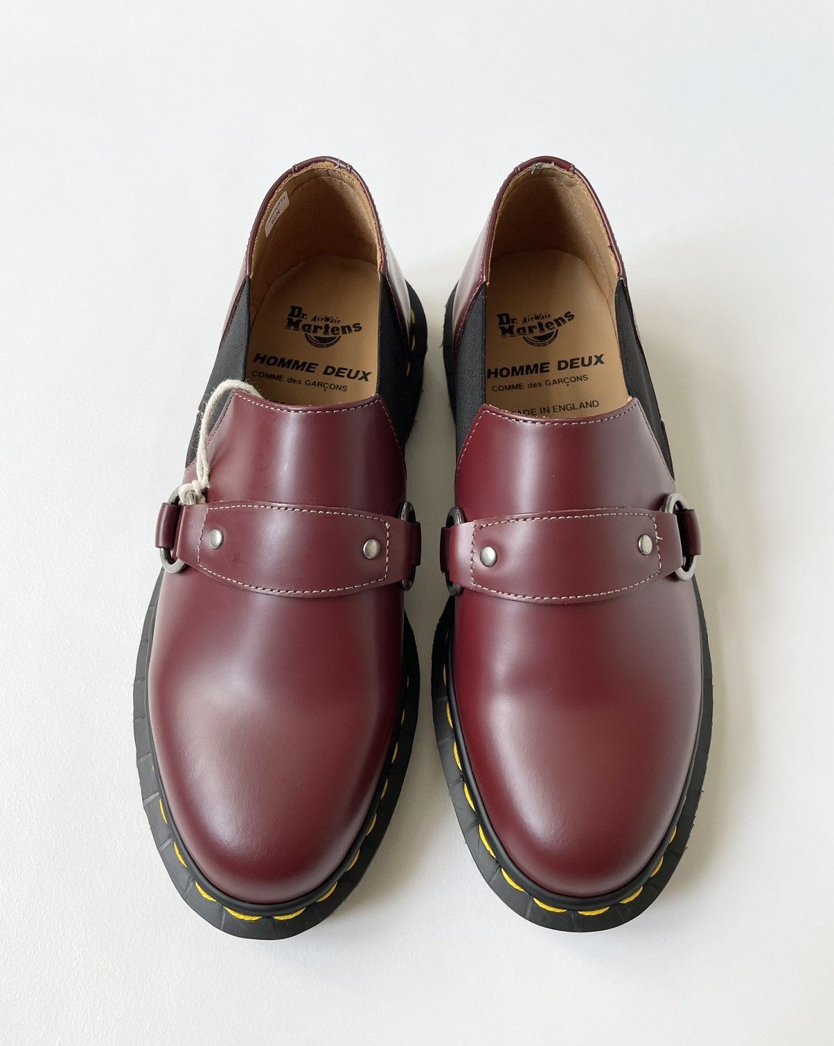 image of Comme Des Garcons x Dr Martens Cherry Red ‘Harvey’ Strap Shoes, Men's (Size 10)