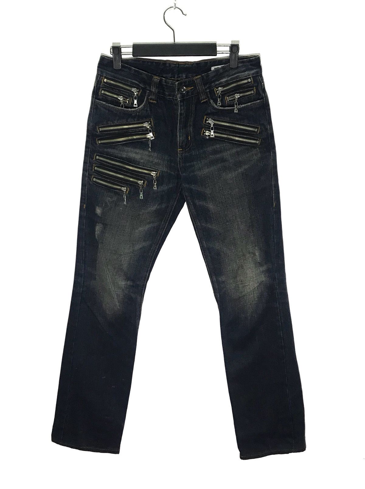 If Six Was Nine × Japanese Brand Semantic Distressed Zipper Slim Fit Punk Style Denim Jeans Size US 30 / EU 46 - 1 Thumbnail