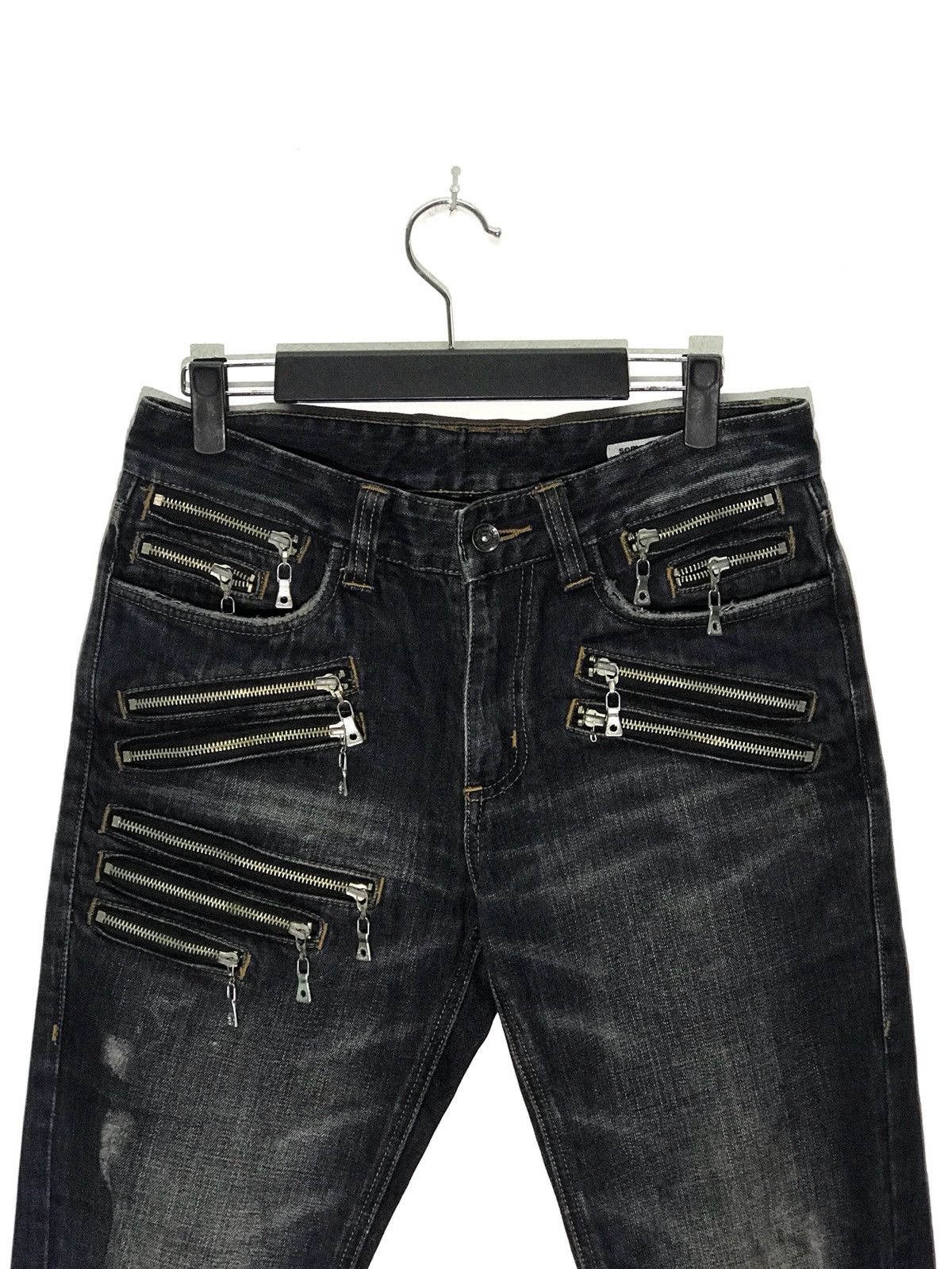 If Six Was Nine × Japanese Brand Semantic Distressed Zipper Slim Fit Punk Style Denim Jeans Size US 30 / EU 46 - 3 Thumbnail