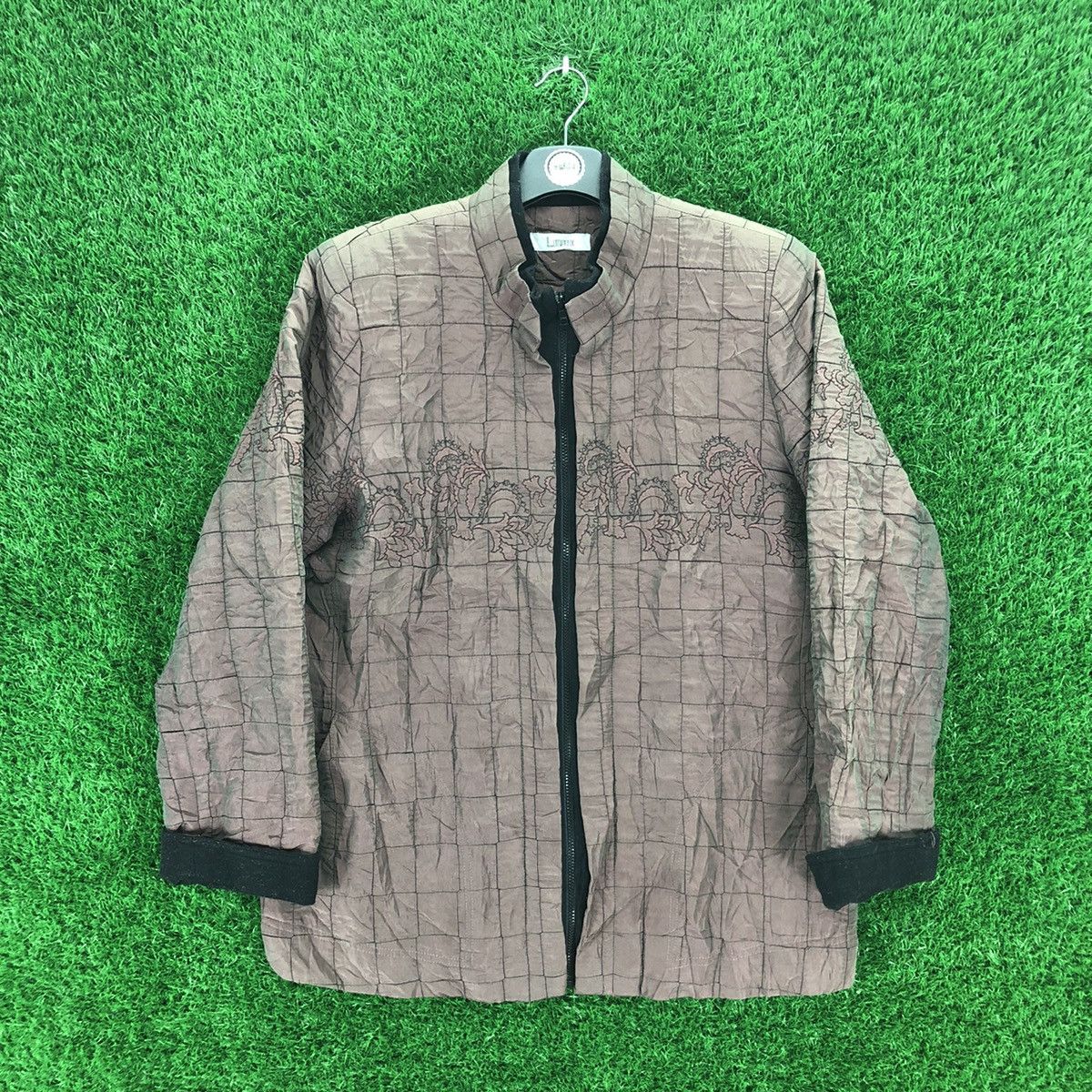 Japanese Brand Vintage 80's Quilted Zipper Jacket Embroidered by Lumineux Size US L / EU 52-54 / 3 - 1 Thumbnail