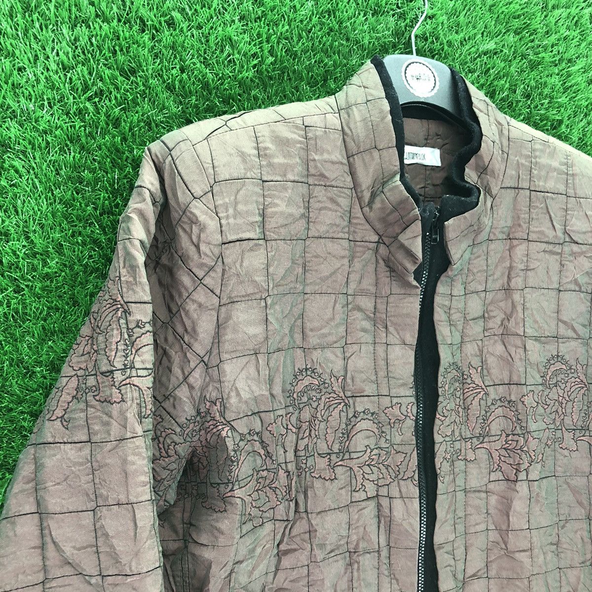 Japanese Brand Vintage 80's Quilted Zipper Jacket Embroidered by Lumineux Size US L / EU 52-54 / 3 - 2 Thumbnail