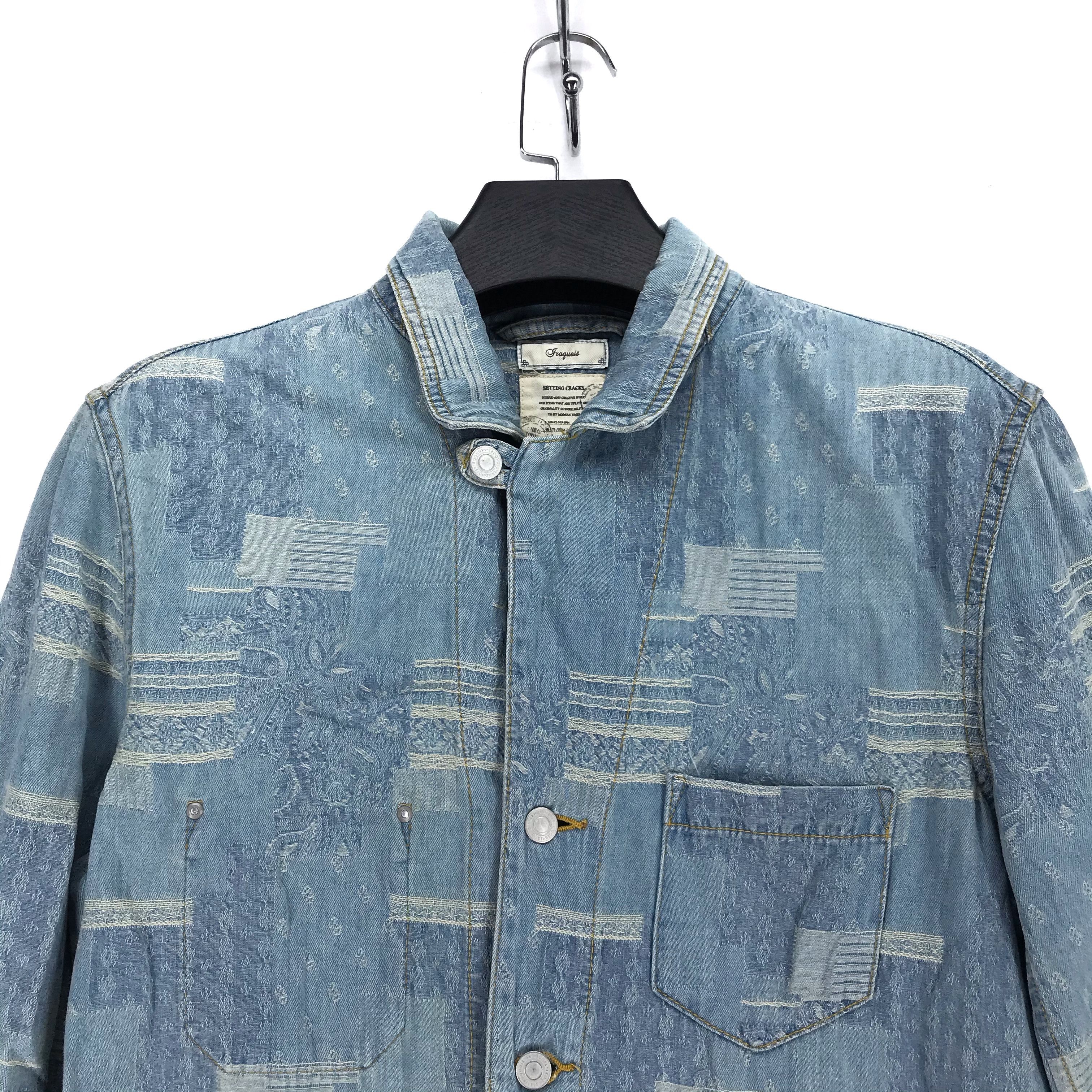 Iroquois Japan IROQUOIS Printed Denim Overcoat Jacket #2230-88 Size US S / EU 44-46 / 1 - 2 Thumbnail