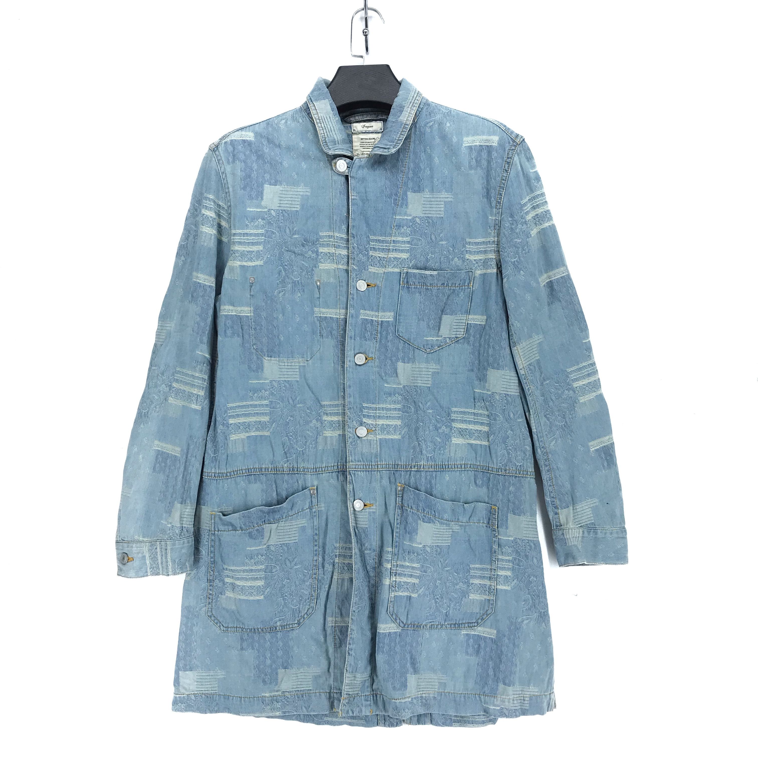 Iroquois Japan IROQUOIS Printed Denim Overcoat Jacket #2230-88 Size US S / EU 44-46 / 1 - 1 Thumbnail