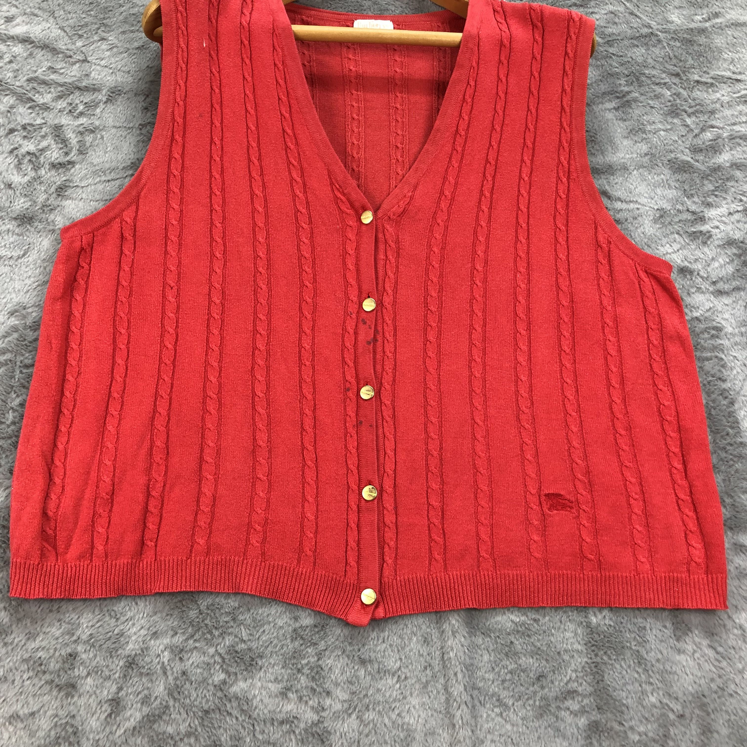 Burberry Vintage Burberrys Red Knitted Vest #4480-155 Size M / US 6-8 / IT 42-44 - 3 Thumbnail