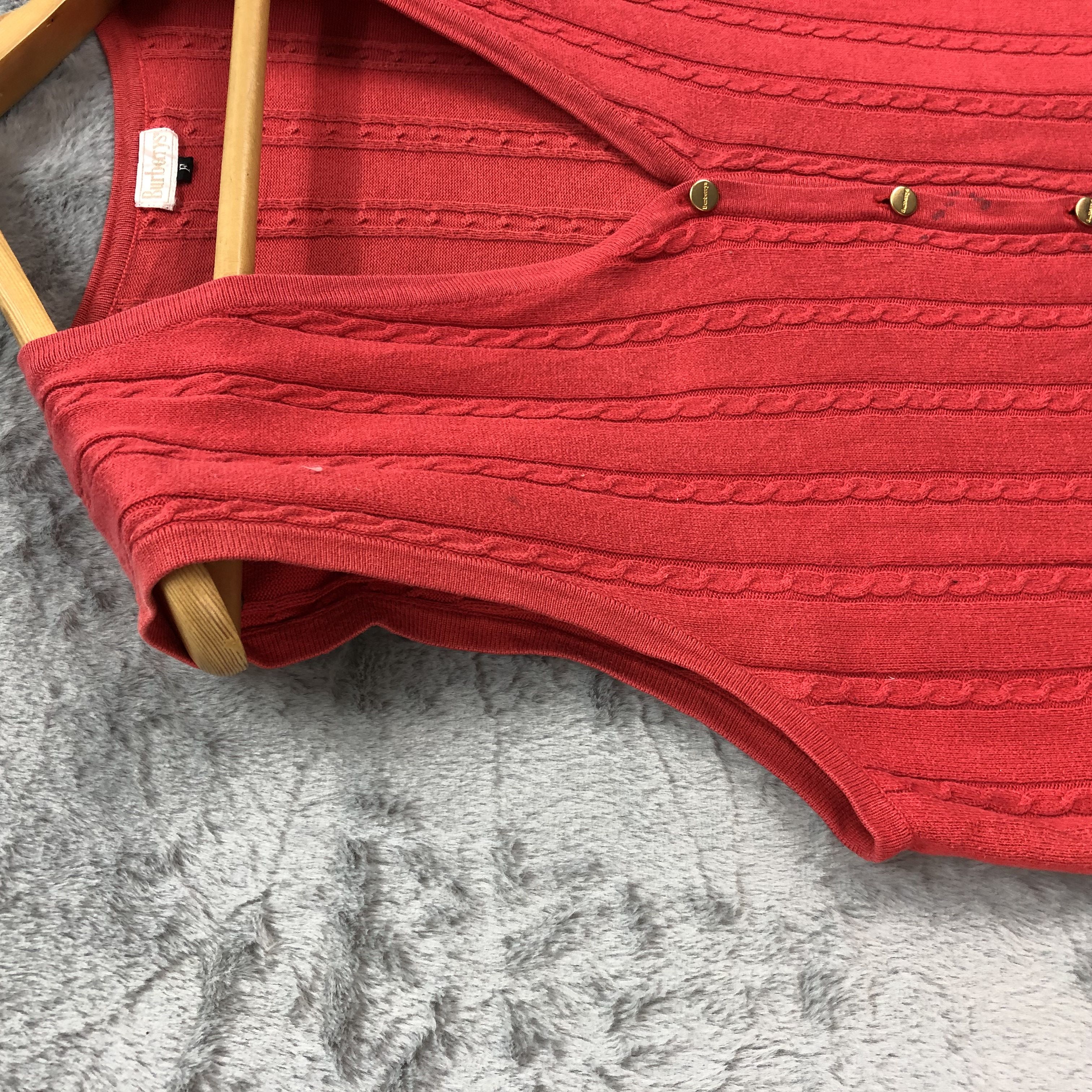 Burberry Vintage Burberrys Red Knitted Vest #4480-155 Size M / US 6-8 / IT 42-44 - 7 Thumbnail