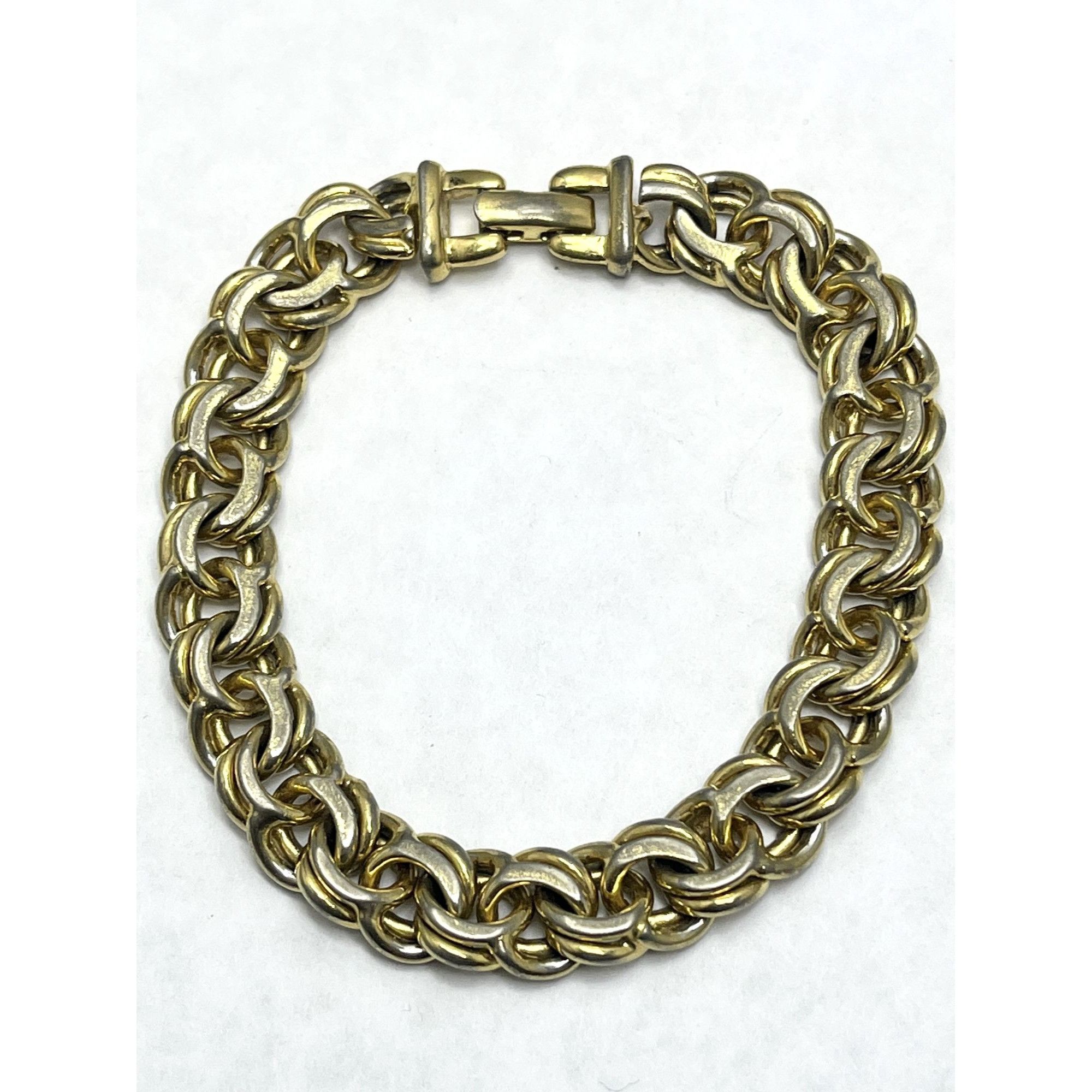 Vintage 80s Monet shiny cheapest gold plate flat link bracelet NWT