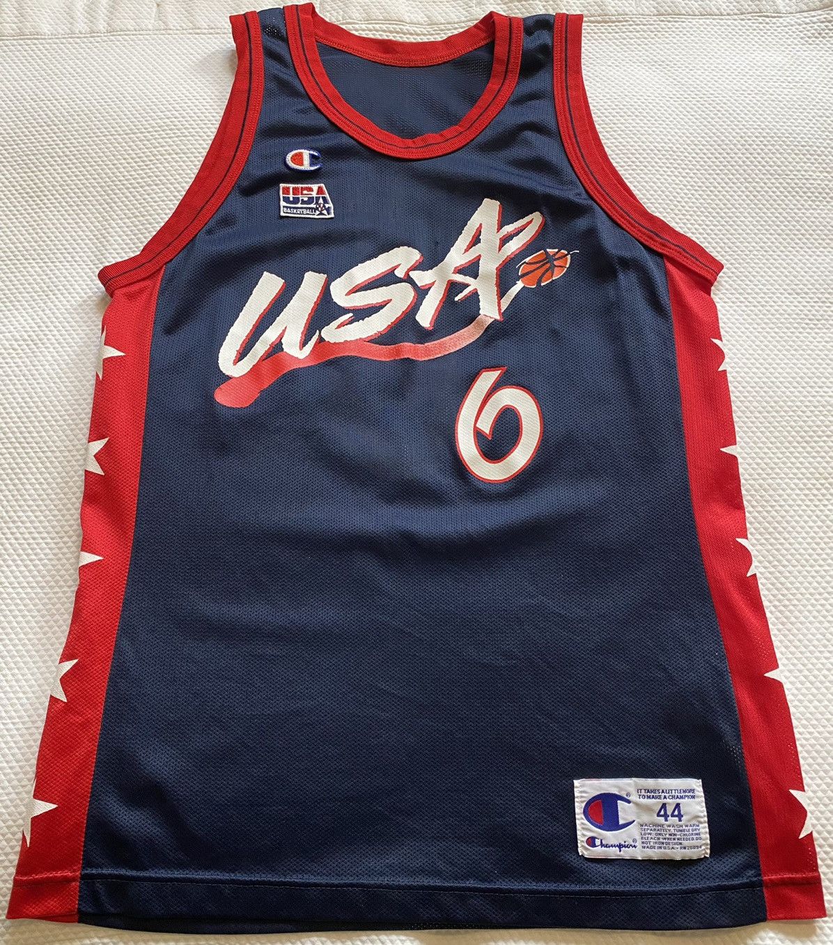 Rare 90's Vintage Champion USA Olympics PENNY HARDAWAY Basketball Jersey  Sz: Small