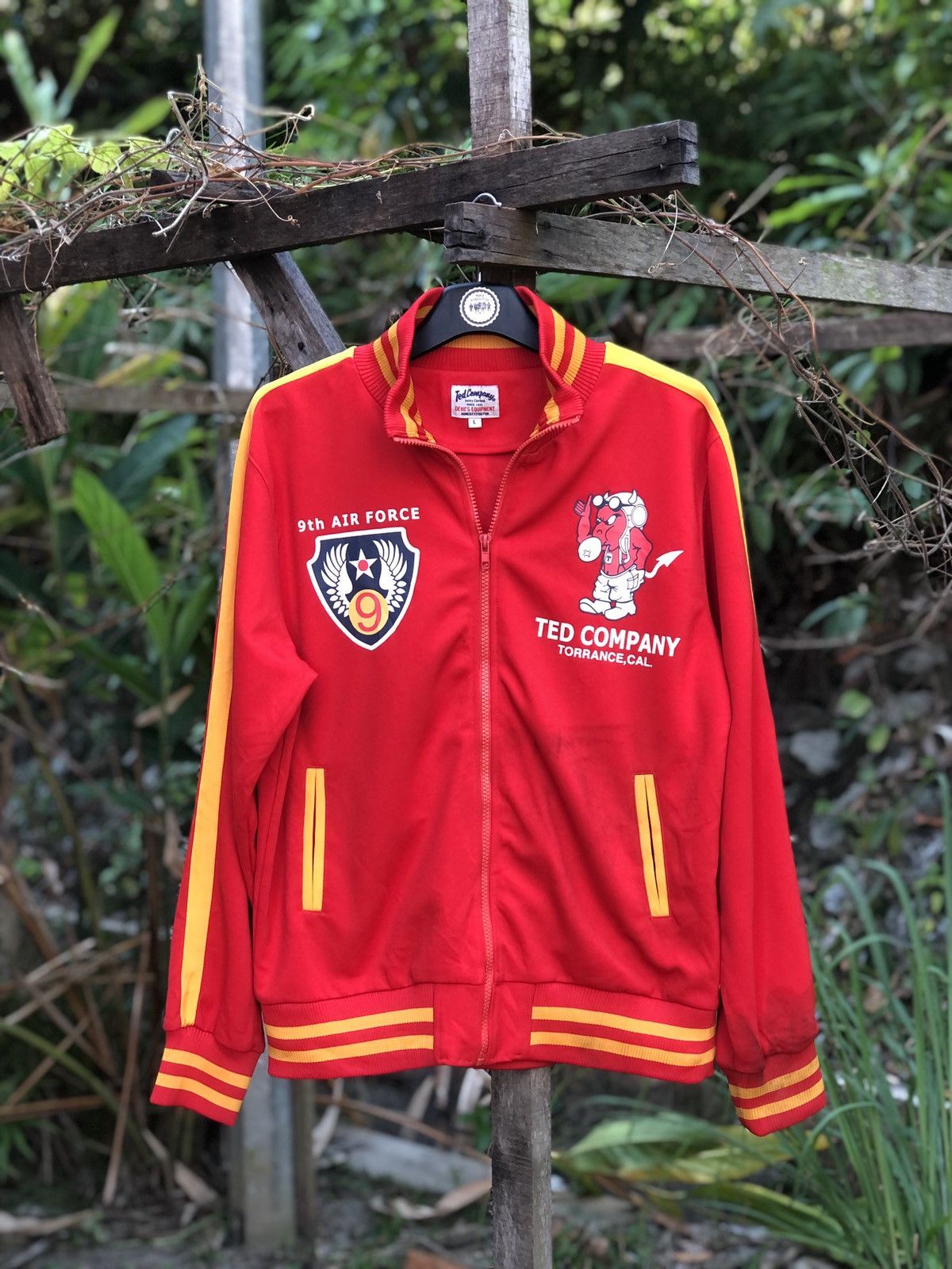 image of Tedman Vintage 90's Ted Company Red Devil 9Th Air Force Jacket in Red/Yellow, Men's (Size Large)