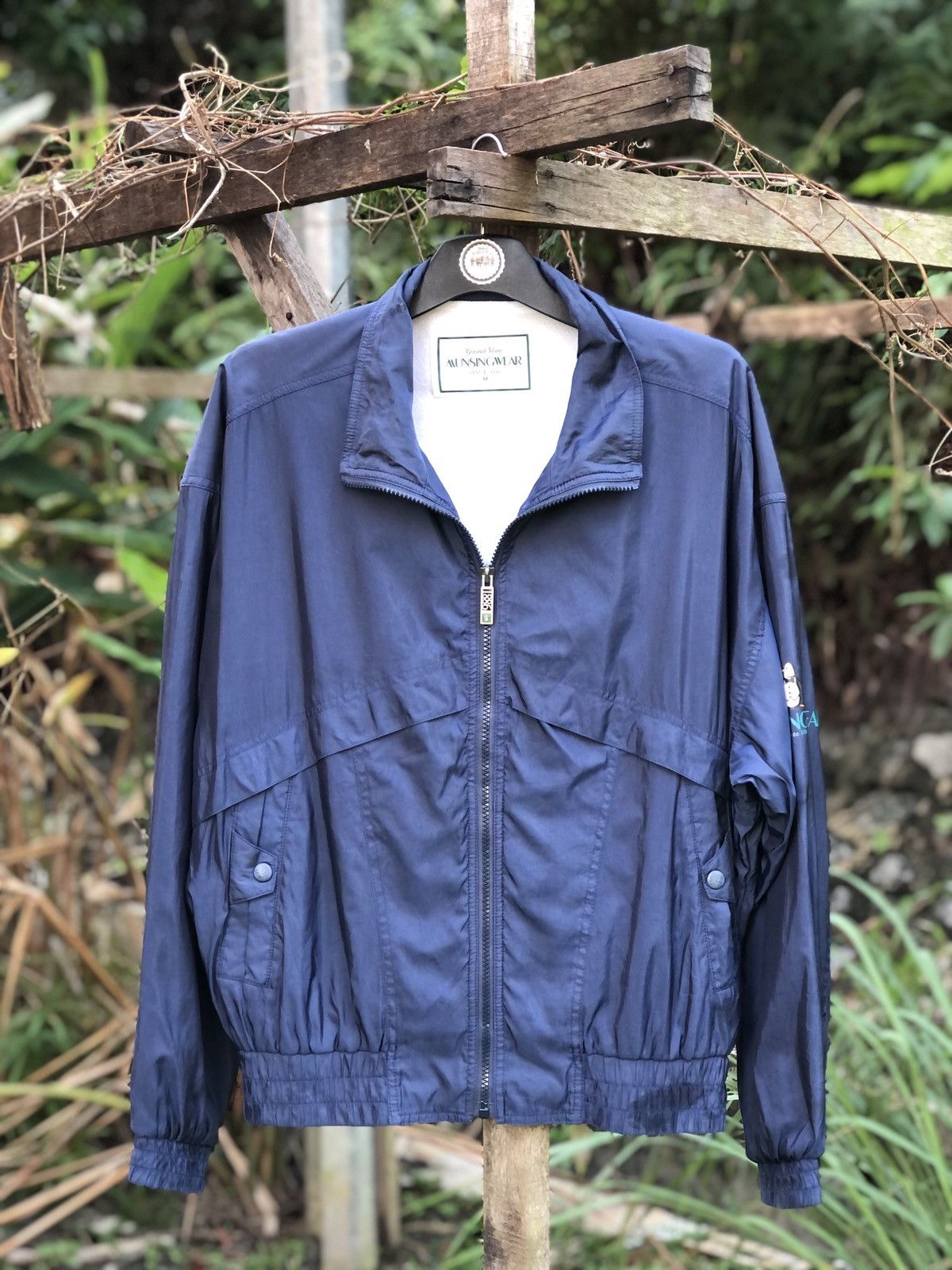 image of 90's Nylon Zipper Jacket By Grand Slam Munsingwear in Blue, Men's (Size Large)