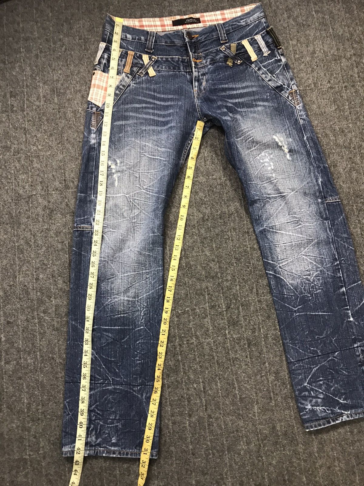 Japanese Brand Vintage Dominate Handcrafted Distressed Design Plaid Jeans Size US 34 / EU 50 - 22 Thumbnail
