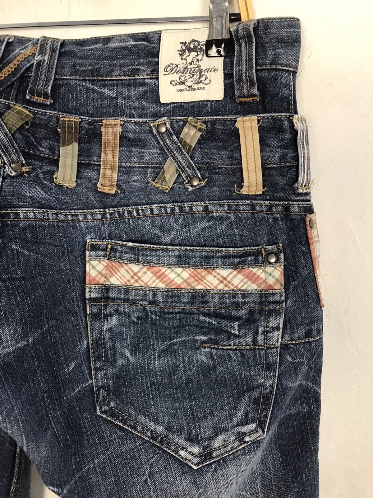 Japanese Brand Vintage Dominate Handcrafted Distressed Design Plaid Jeans Size US 34 / EU 50 - 14 Thumbnail