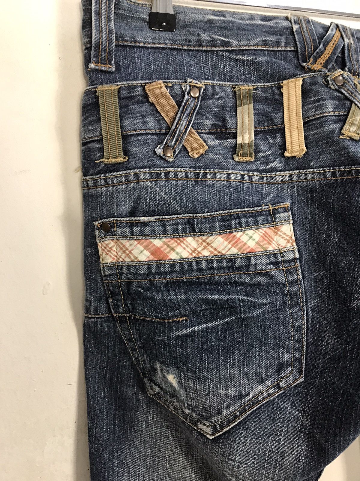 Japanese Brand Vintage Dominate Handcrafted Distressed Design Plaid Jeans Size US 34 / EU 50 - 15 Thumbnail