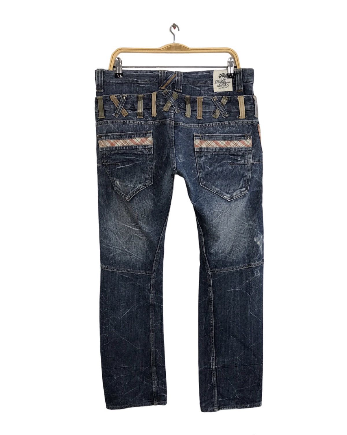 Japanese Brand Vintage Dominate Handcrafted Distressed Design Plaid Jeans Size US 34 / EU 50 - 2 Thumbnail