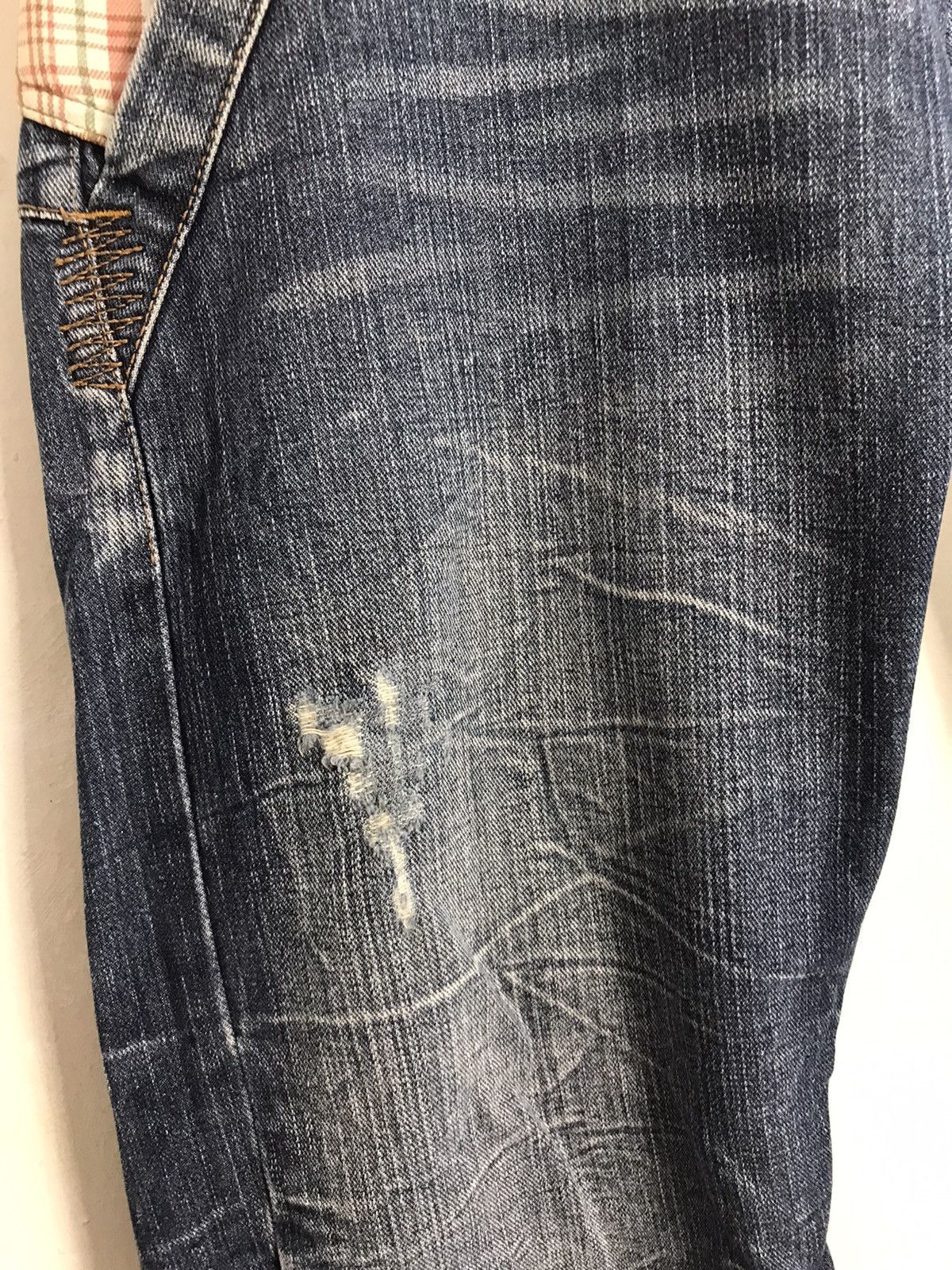 Japanese Brand Vintage Dominate Handcrafted Distressed Design Plaid Jeans Size US 34 / EU 50 - 6 Thumbnail