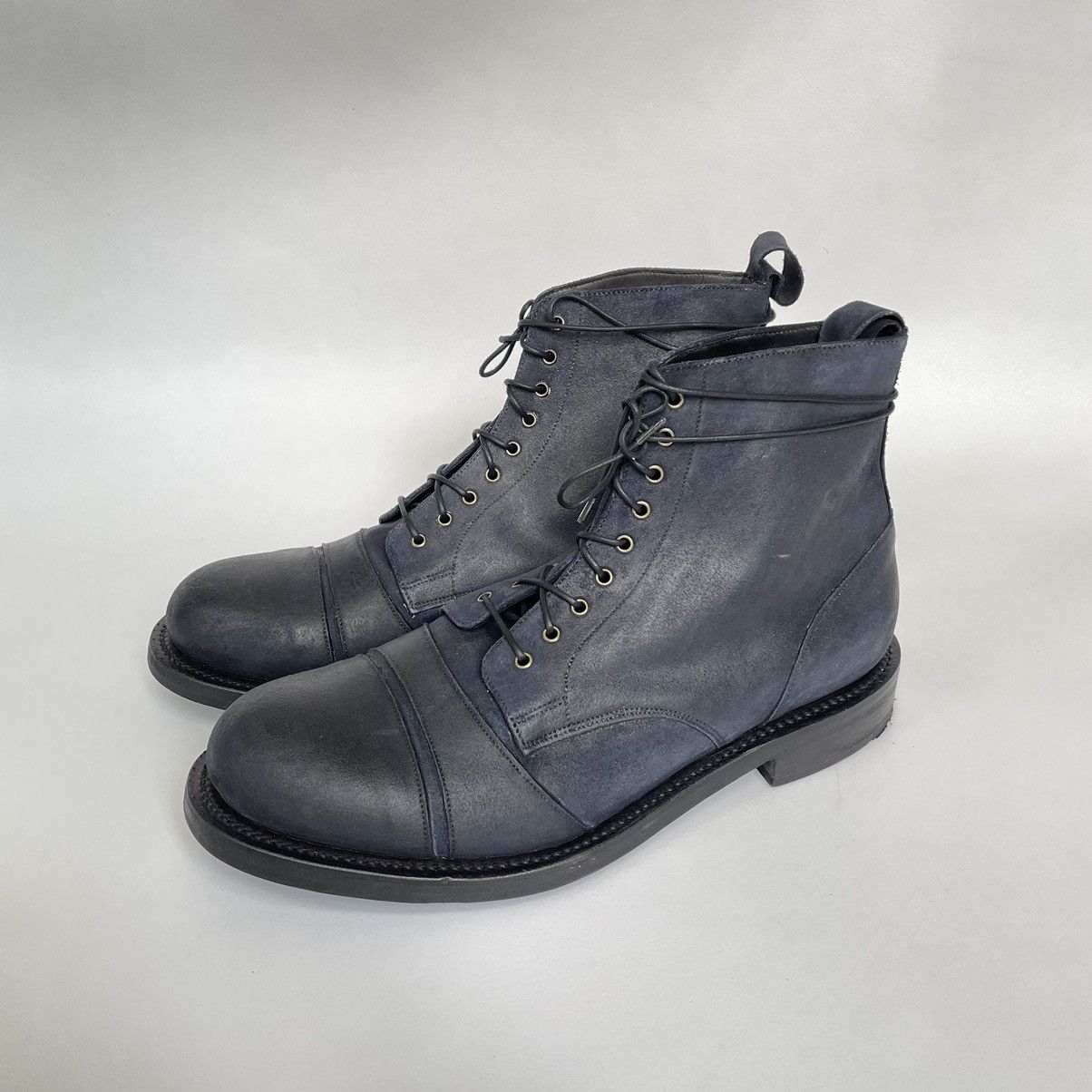 image of John Alexander Skelton 1/12 Waxed Suede ‘Cricket’ Boots in Dark Blue, Men's (Size 11)