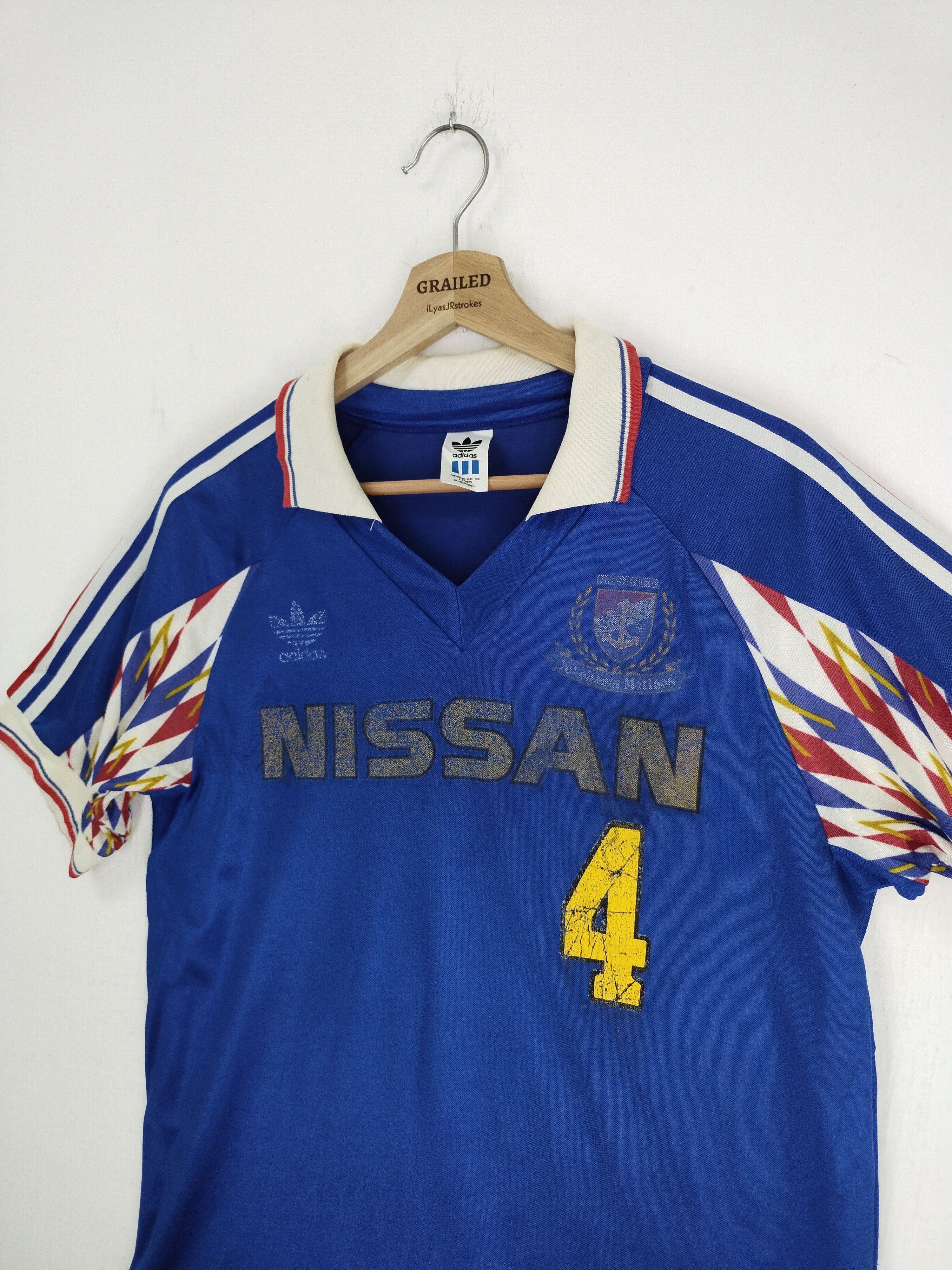 Japanese Brand VINTAGE NO 4 ADIDAS JERSEY NISSAN FC YOKOHAMA MARLOUS Size US M / EU 48-50 / 2 - 3 Thumbnail
