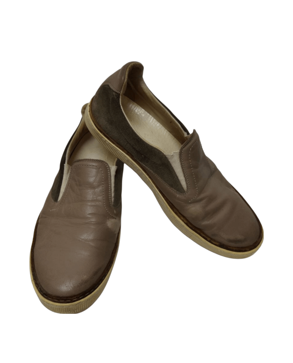 MAISON MARGIELA Size 10 Black Leather Slip On Flats main image 1