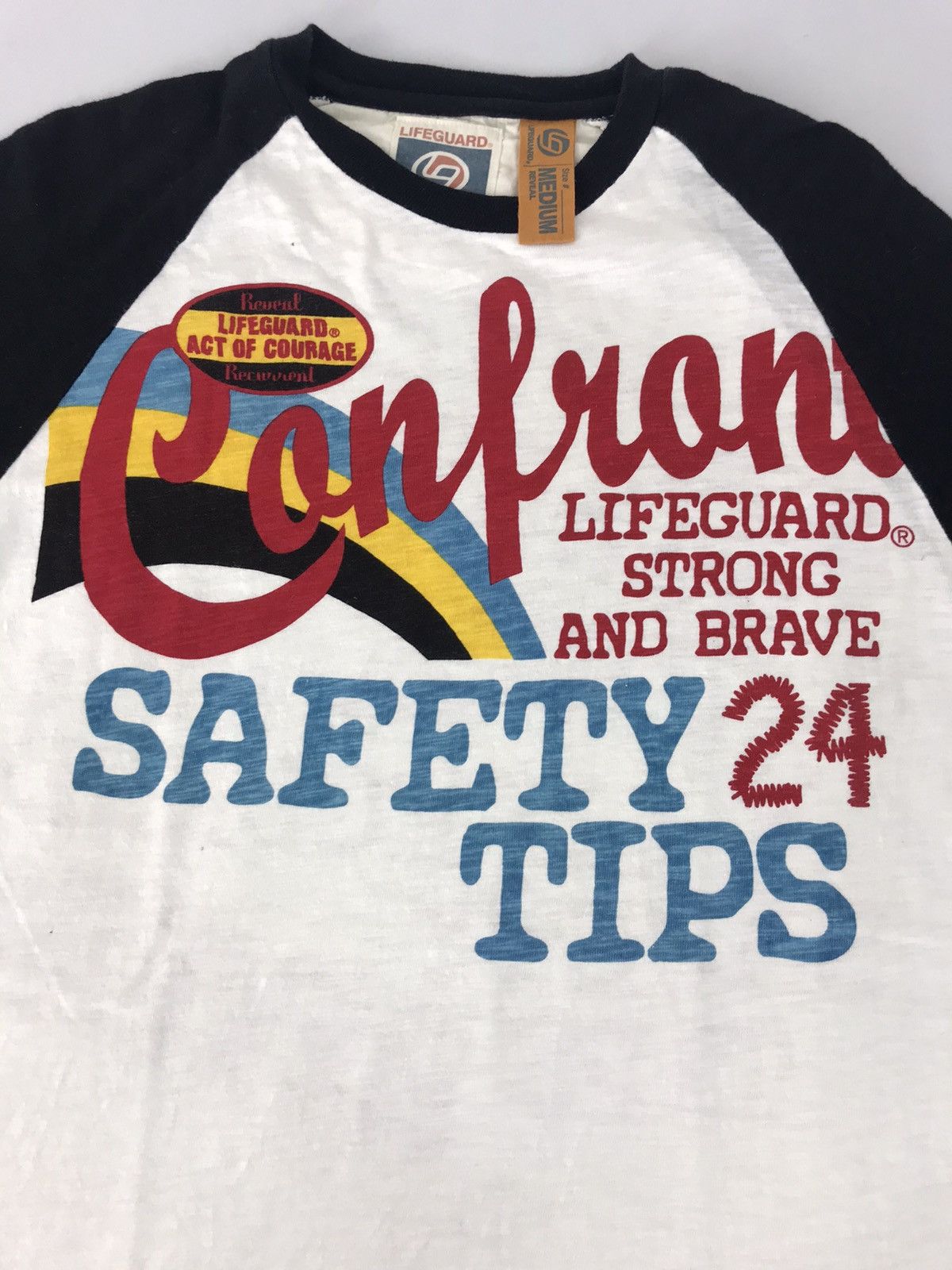 Vintage Lifeguard Confront Safety 24 Tips T-shirt Tee Raglan Size US M / EU 48-50 / 2 - 3 Thumbnail