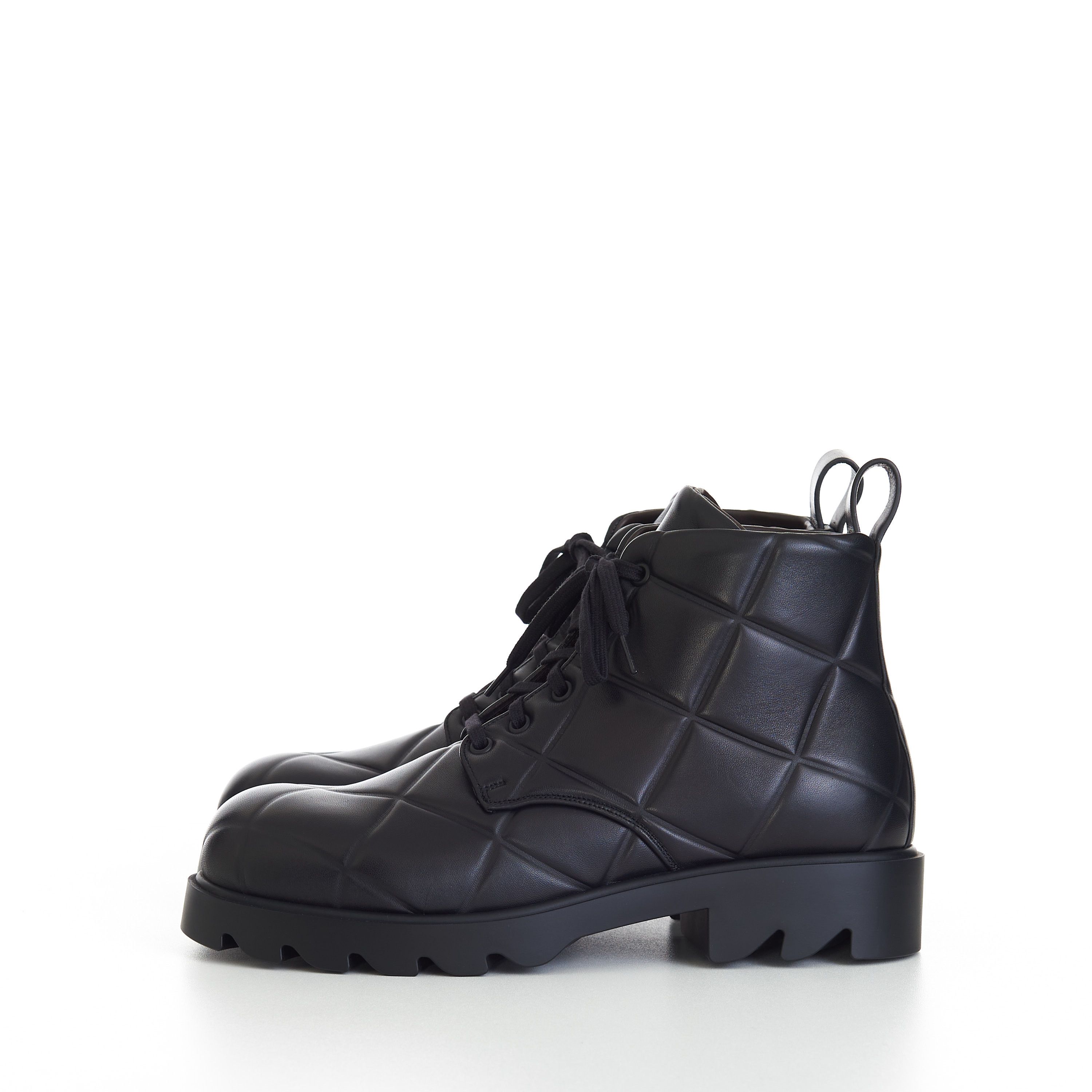 Bottega Veneta "Strut Grid" Lace-up Ankle Boots In Black Padded Leather Size US 11 / EU 44 - 5 Thumbnail